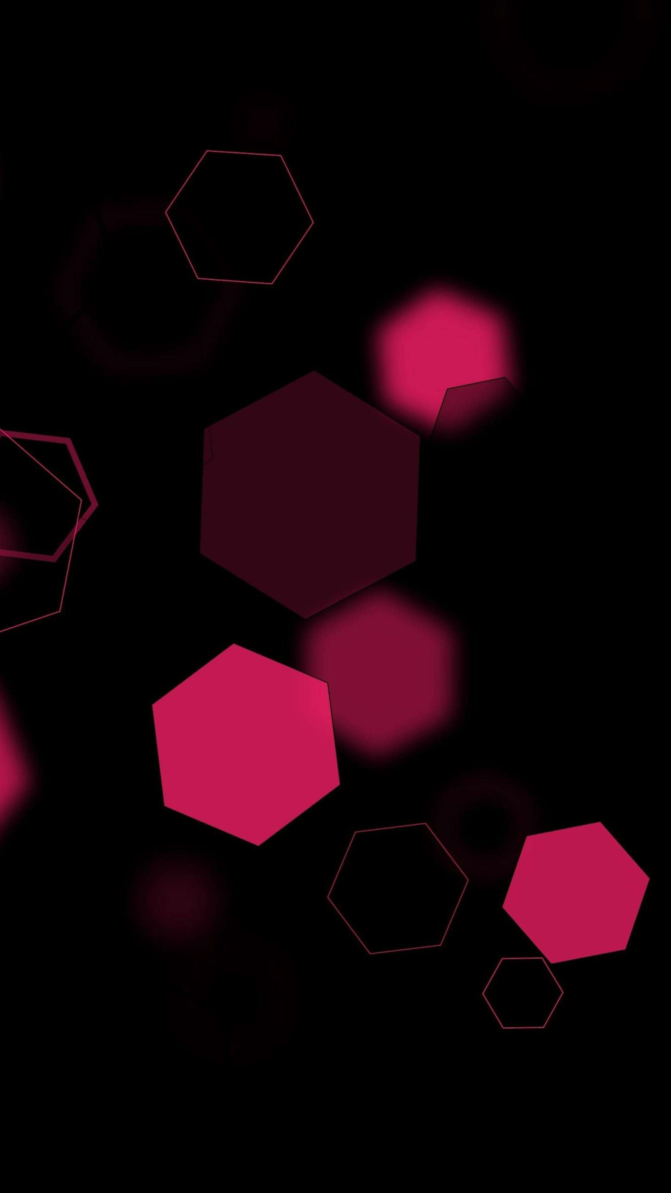 Amoled black pink, Hexagon phone wallpaper, 4K resolution, Striking visuals, 2160x3840 4K Phone