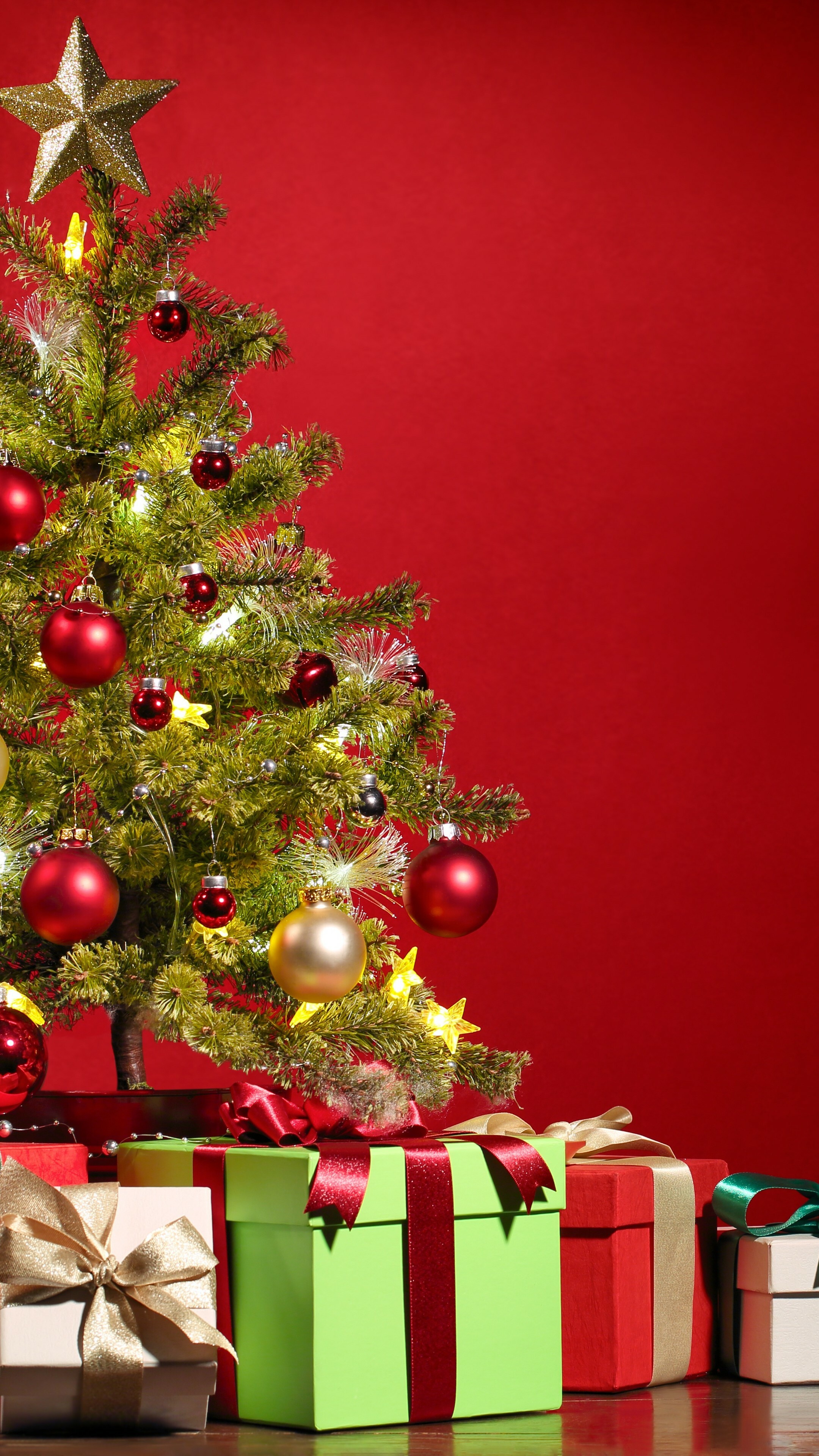 Christmas Tree: New Year, Gifts, Holidays, An star at the top represents the Star of Bethlehem. 2160x3840 4K Wallpaper.
