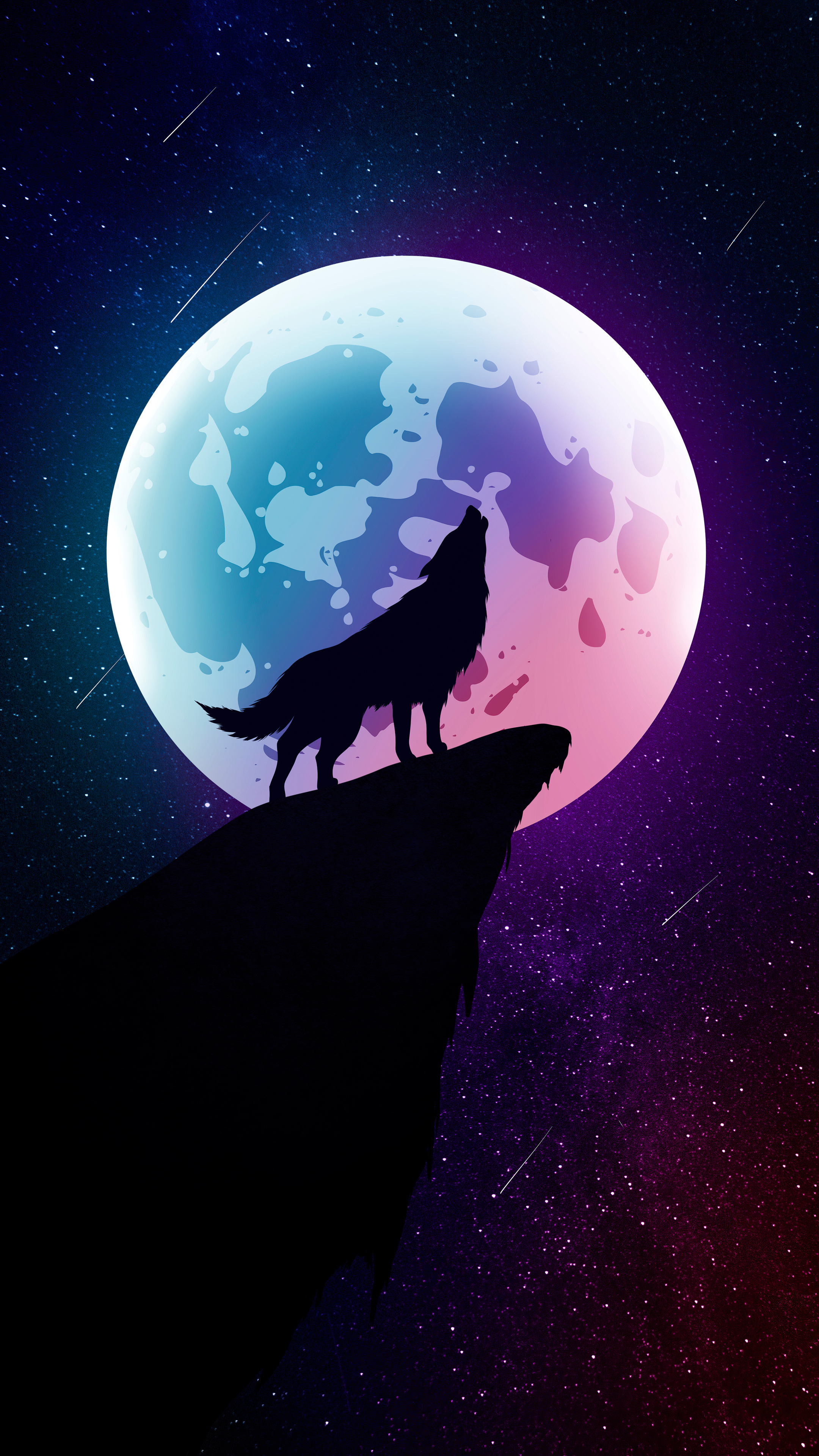 Howling Wolf, Moon, Night, Sony Xperia, 2160x3840 4K Phone
