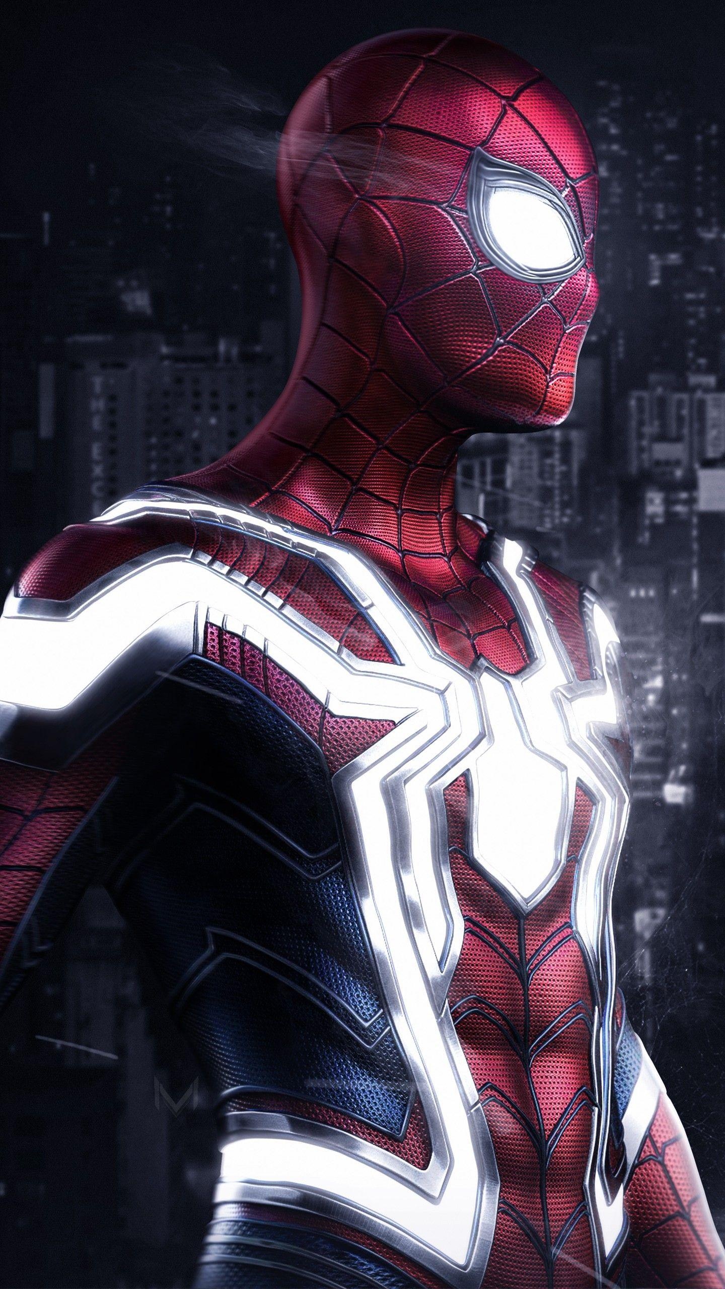 Iron Spider, Superhero outfit, Advanced technology, Dynamic action, 1440x2560 HD Phone