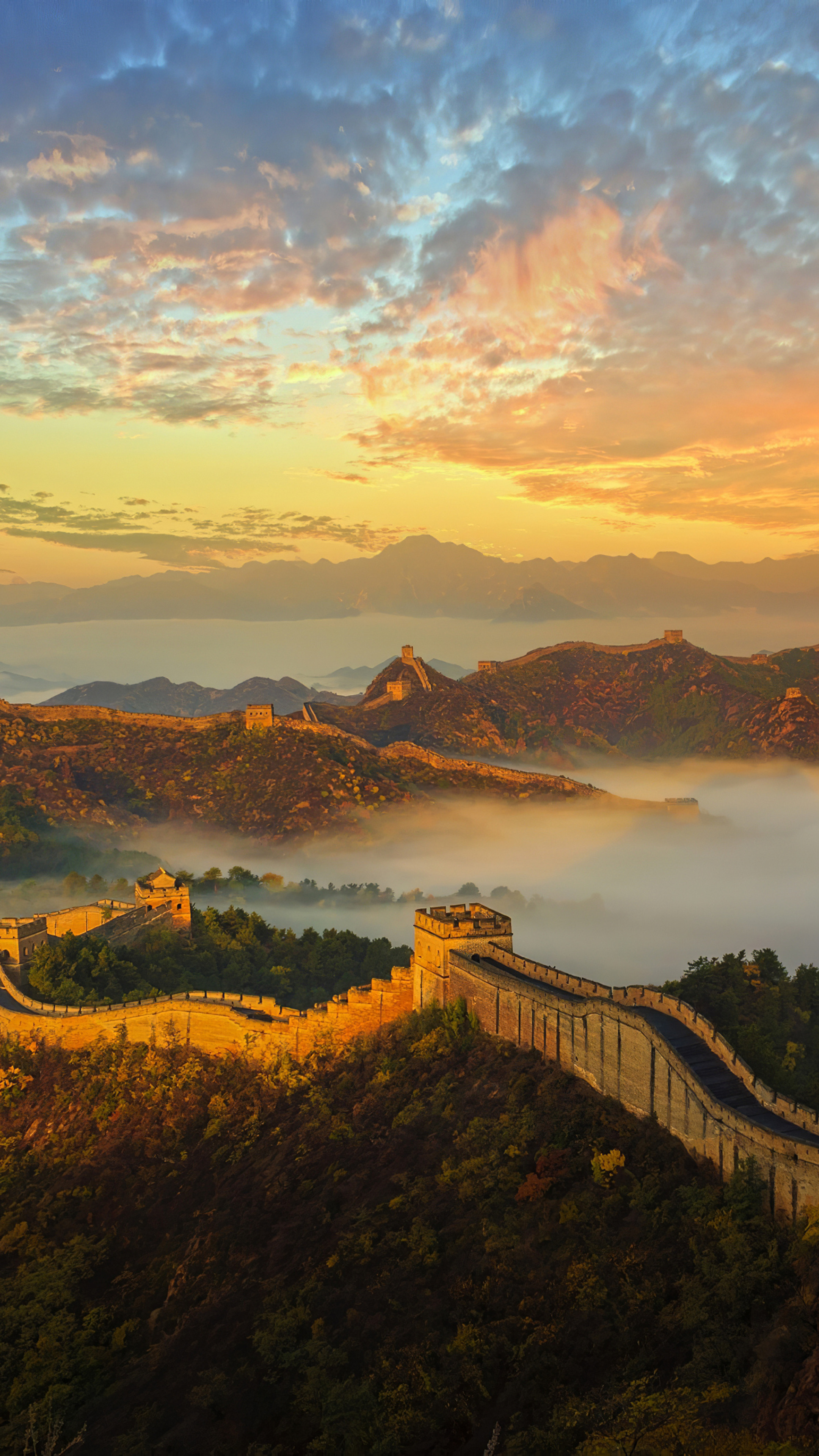 Great Wall of China: The frontier fortifications built by different dynasties have multiple courses. 2160x3840 4K Wallpaper.