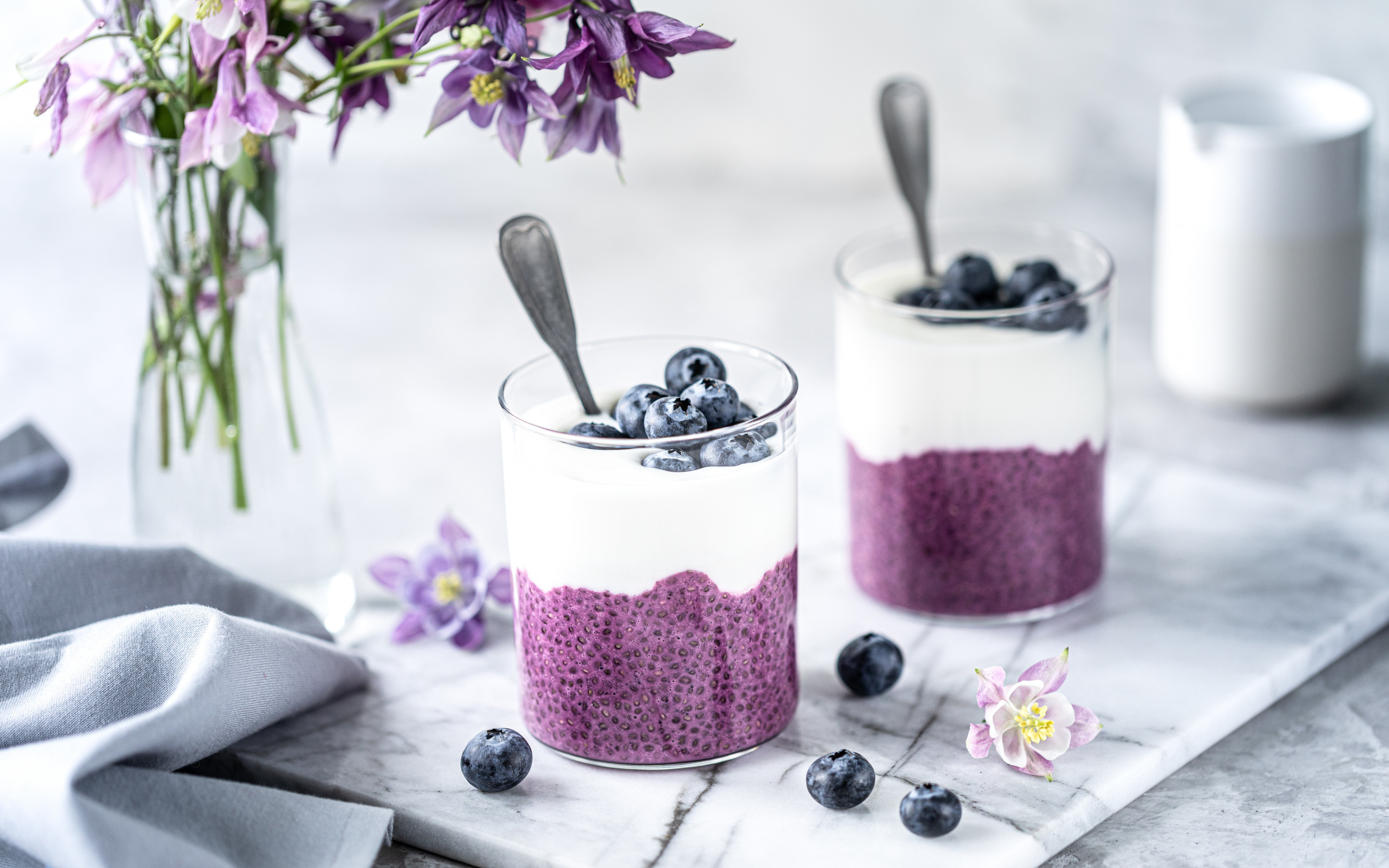 Yoghurt: Blueberry yogurt, Dairy products, Breakfast. 2880x1800 HD Wallpaper.