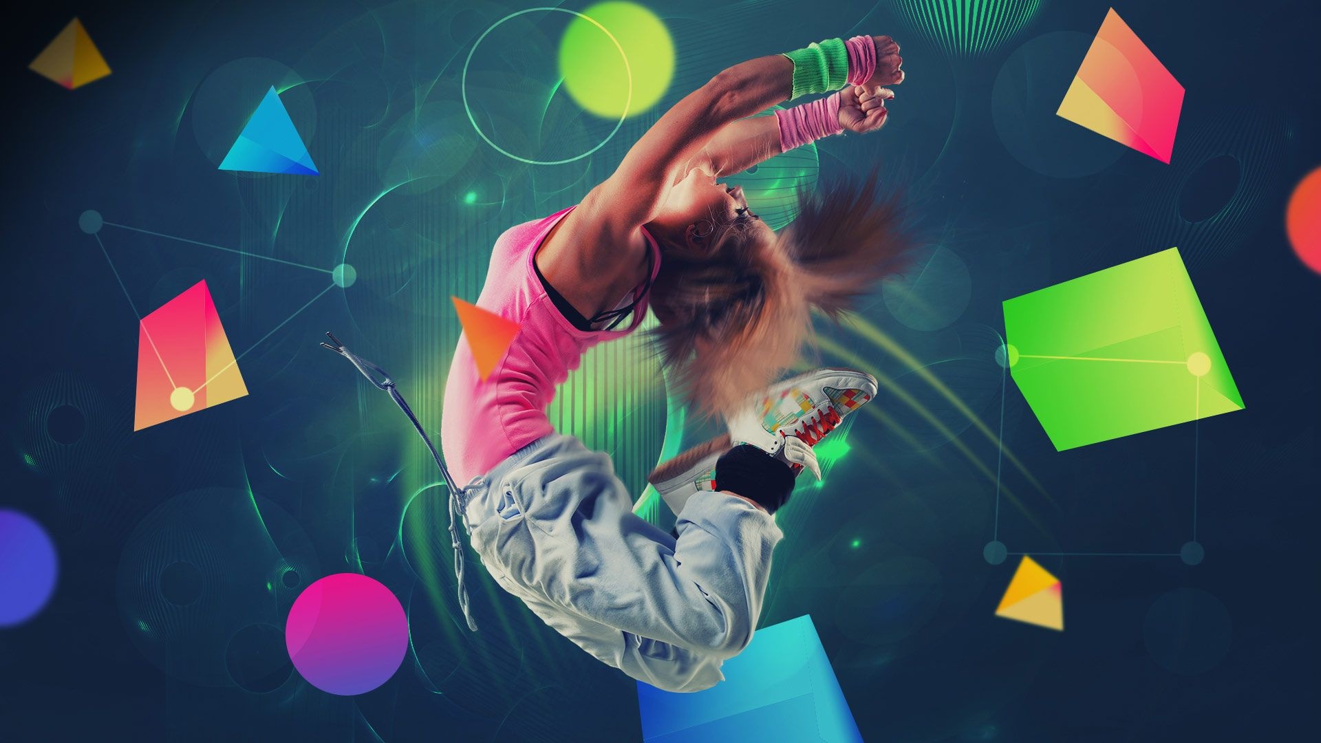 Zumba sports, Colorful jumpiness, Break dance, Energetic wallpaper, 1920x1080 Full HD Desktop
