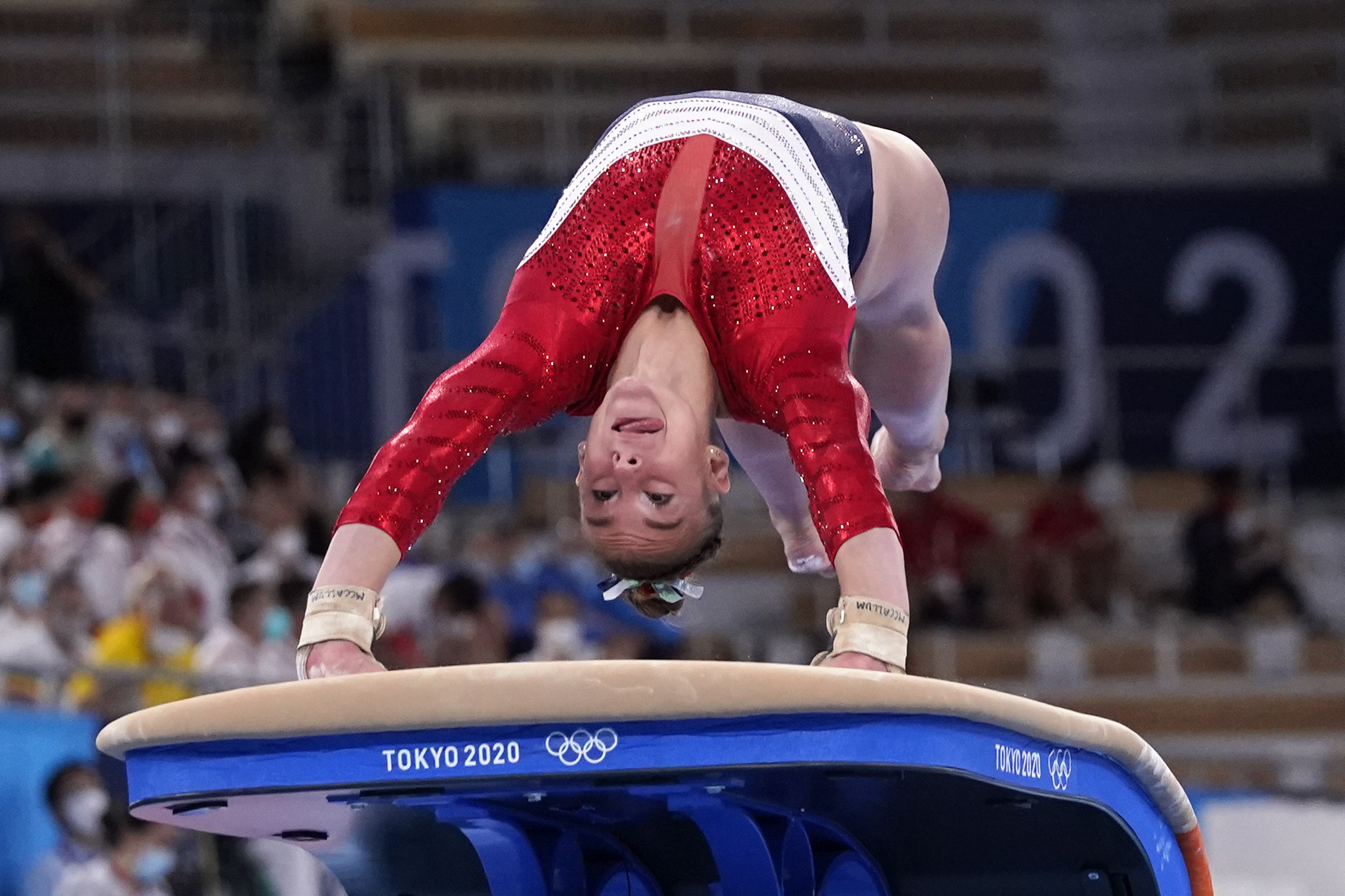 Vault (Gymnastics): Grace McCallum, An American artistic gymnast, The 2020 Summer Olympics team event silver medalist. 2280x1520 HD Background.