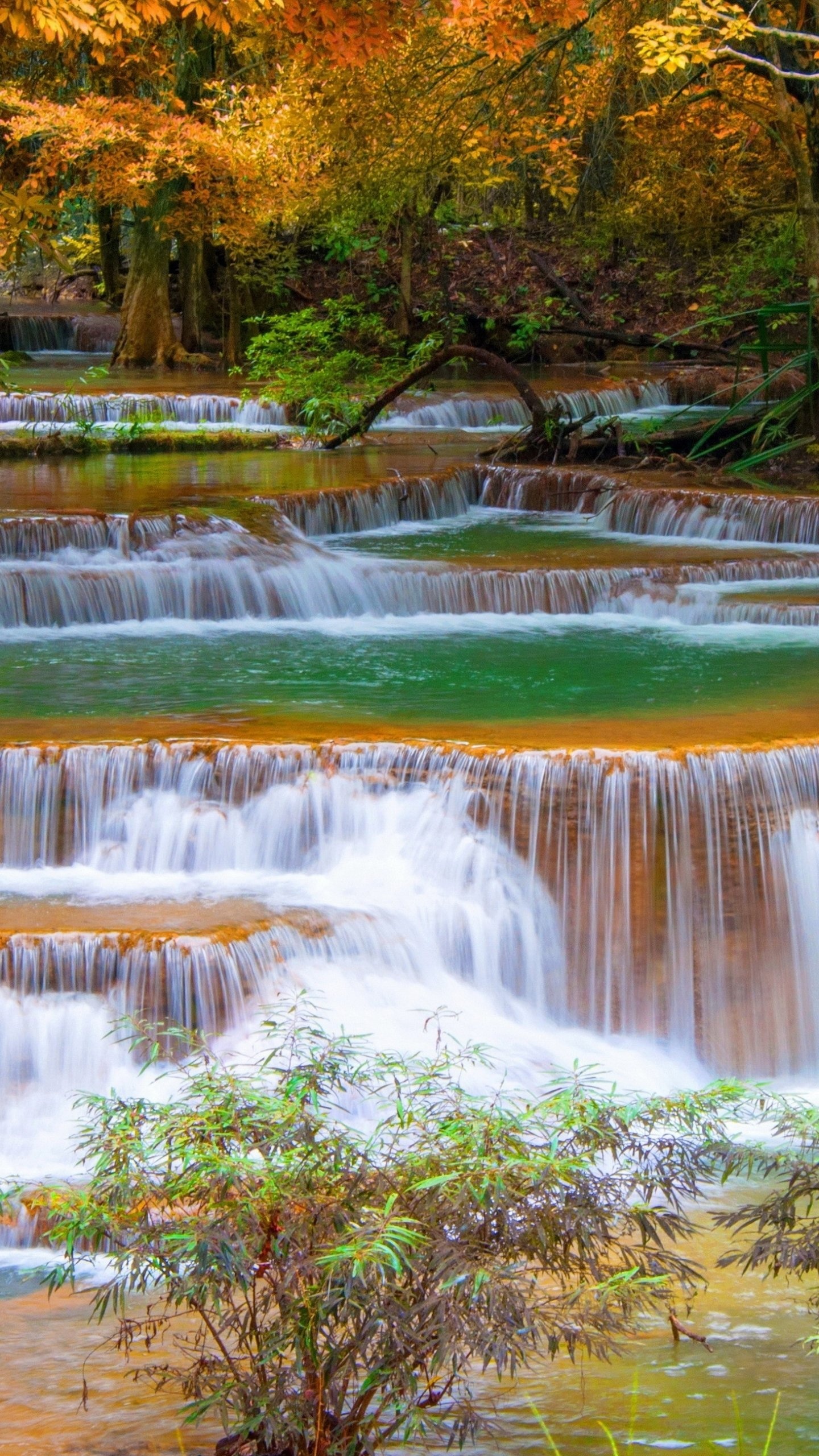 Erawan National Park, Earth's beauty, Majestic waterfall, Nature's splendor, 1440x2560 HD Phone