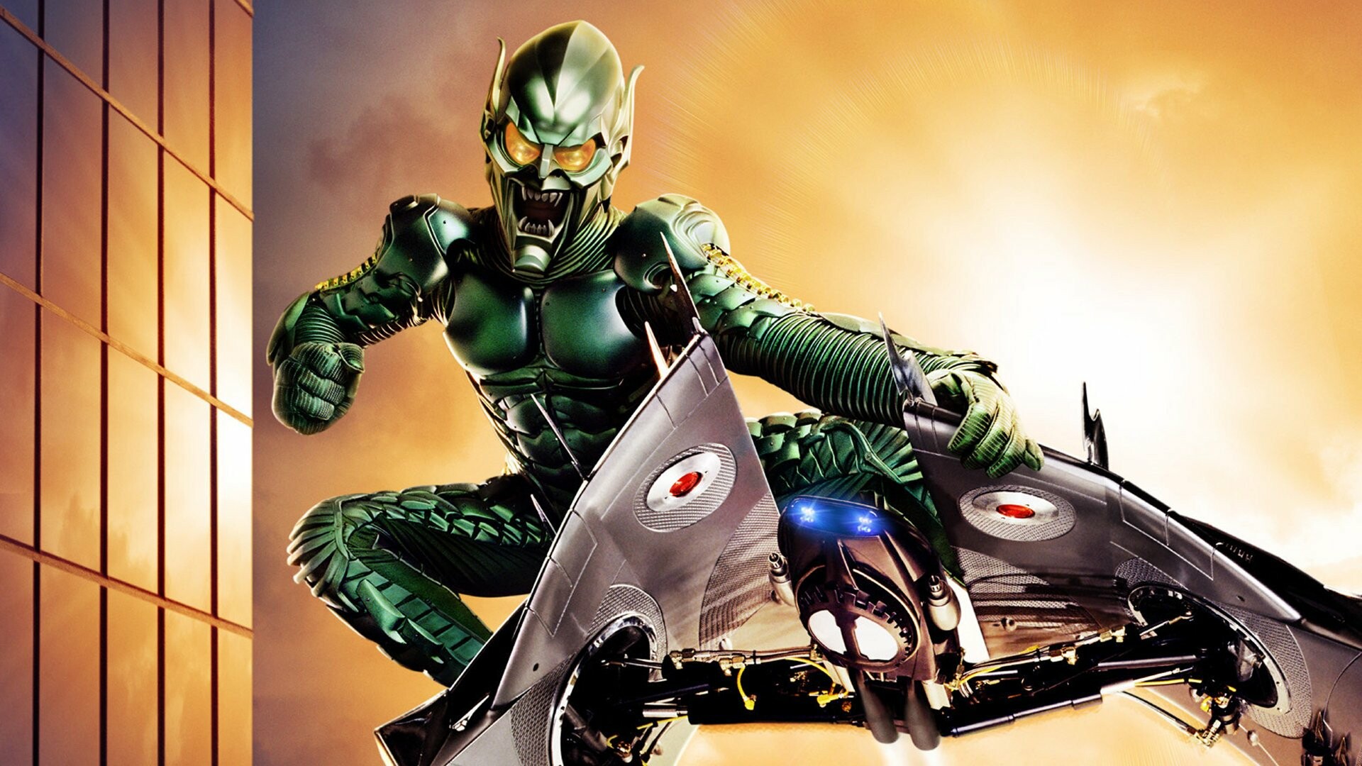 Green Goblin: A cunning and dangerous villain, The first great enemy of Spider-Man. 1920x1080 Full HD Background.