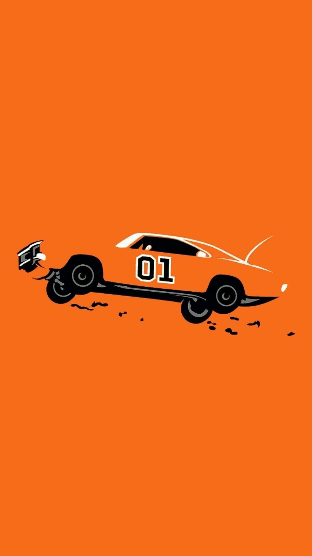 General Lee Car: Performing stunts, Jumps over the squad car, The show's premiere episode, Iconic Dodge car. 1080x1920 Full HD Wallpaper.