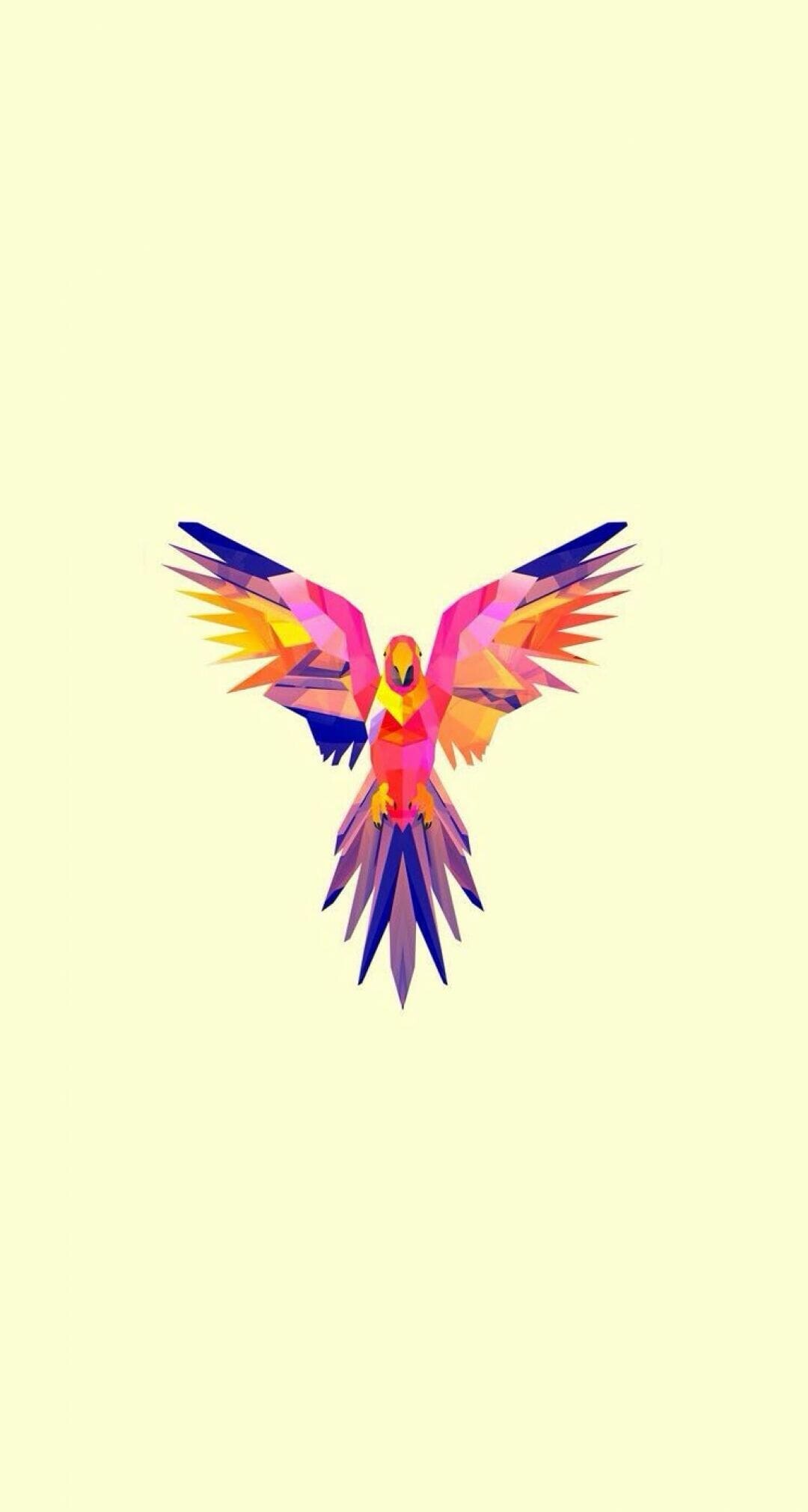 Geometric Animal, Parrot tattoo in polygons, Beautiful wallpaper in 4K, 1080x2030 HD Phone