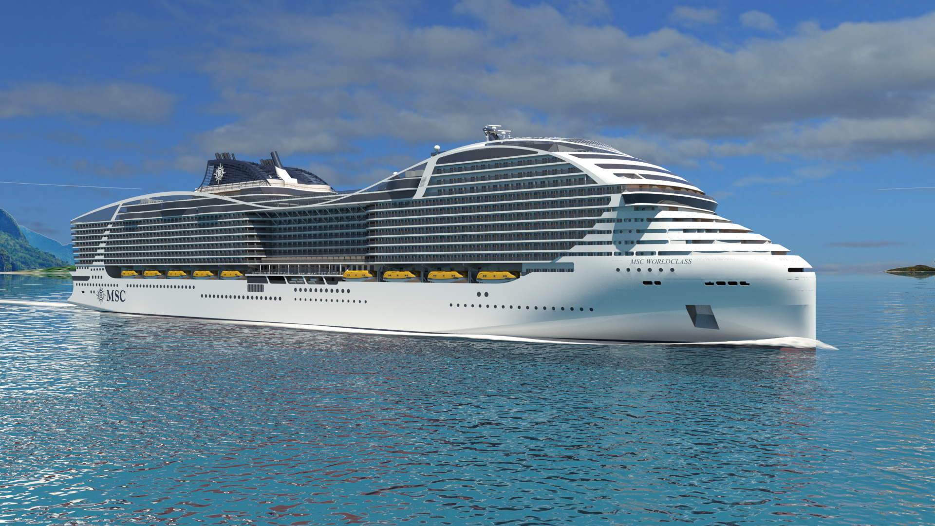 Ship: Biggest cruise liner in the world, MSC Cruises, World-class vessels. 1920x1080 Full HD Background.