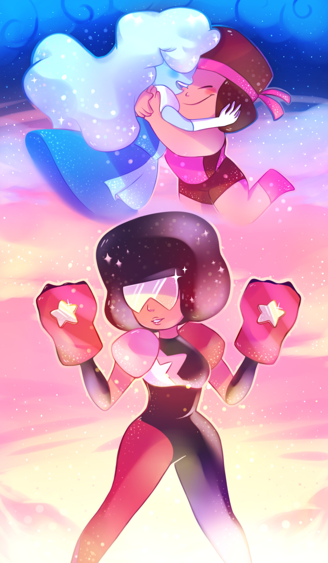 Garnet (Steven Universe): Ruby and Sapphire, Created by Rebecca Sugar, A holographic body, Cartoon Network. 1120x1920 HD Wallpaper.