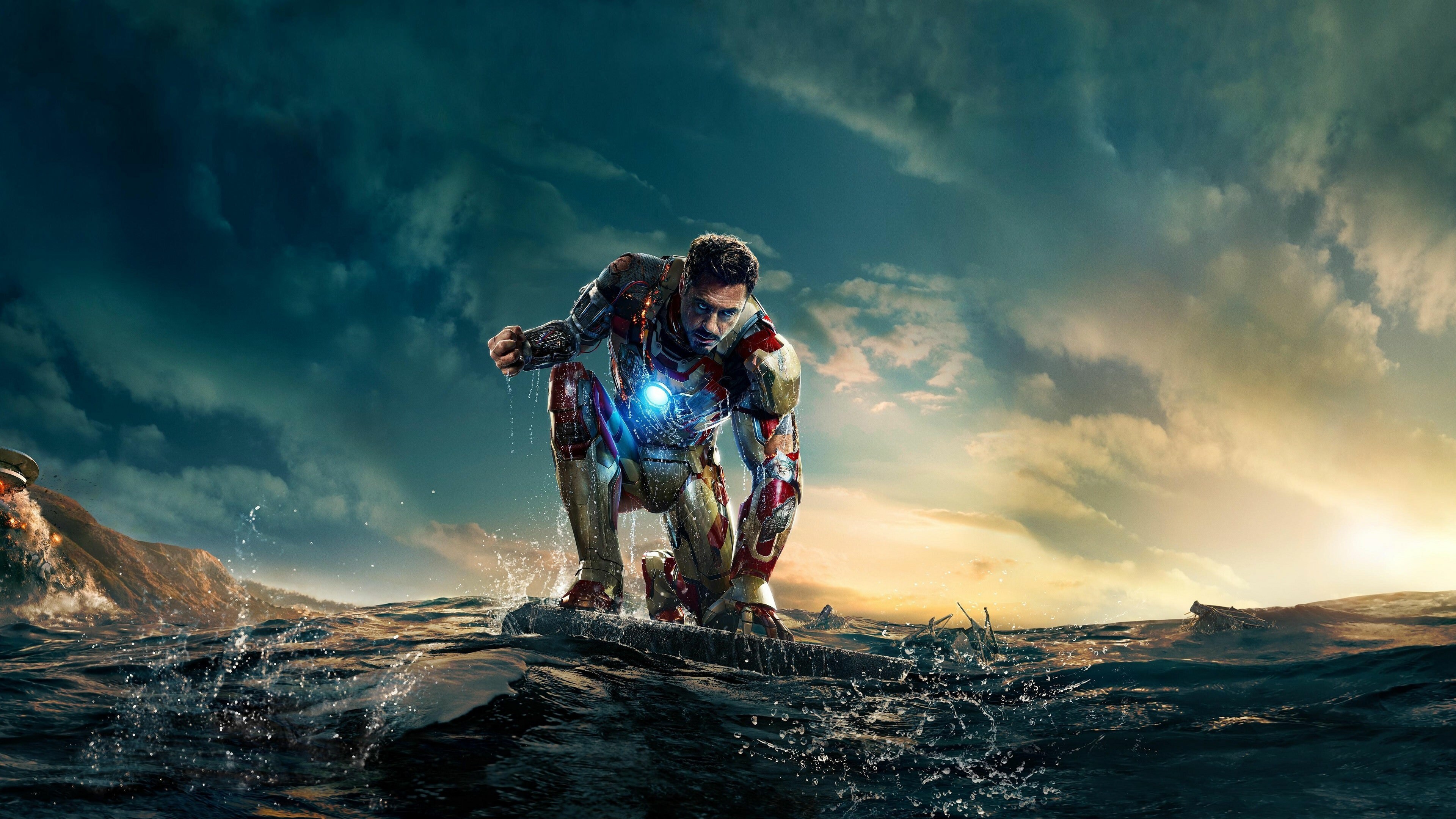 Marvel: Robert Downey Jr. as Iron Man, the benefactor of the Avengers. 3840x2160 4K Wallpaper.
