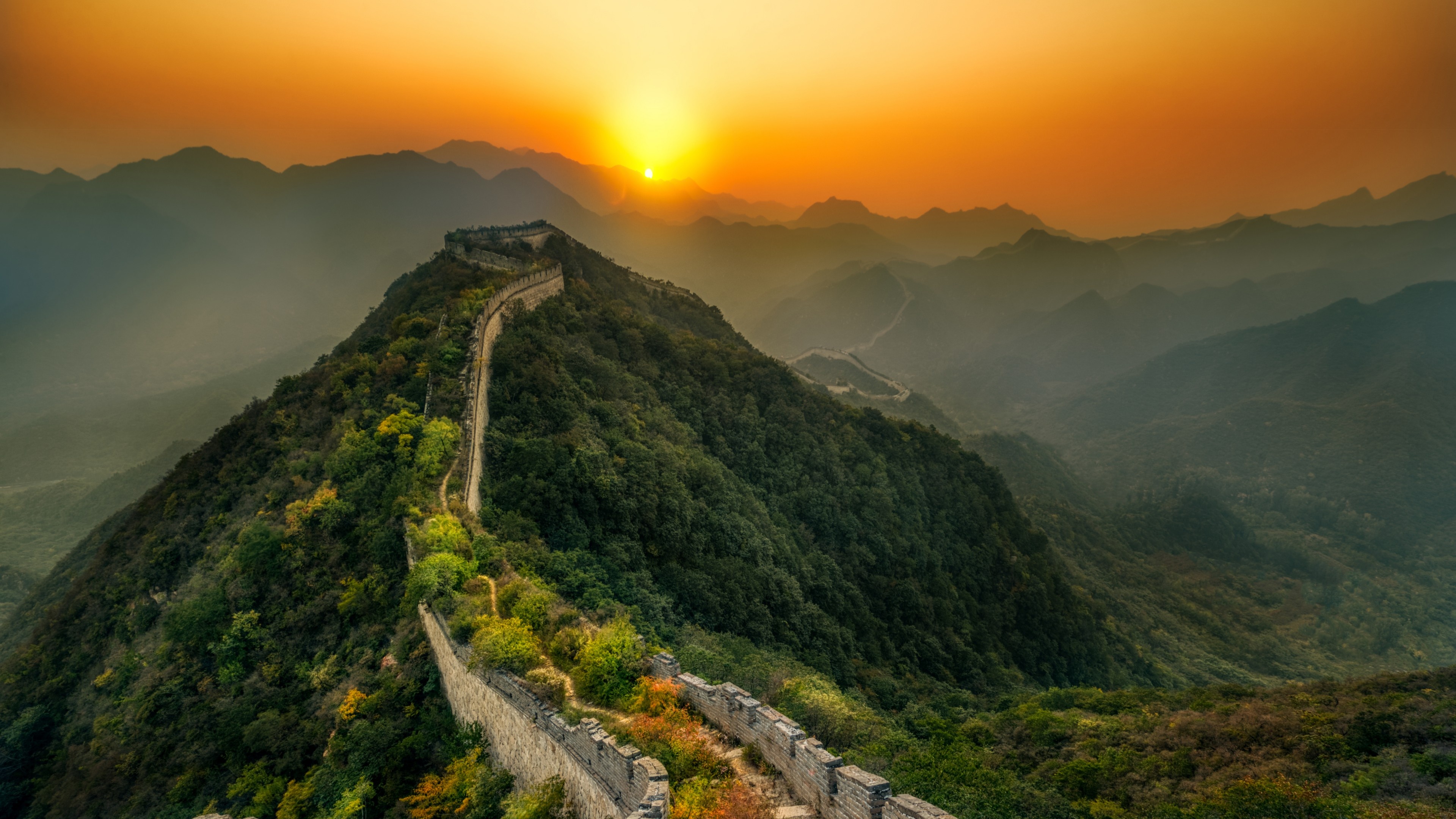 Great Wall of China: A series of fortifications that were built across the historical northern borders of ancient realm. 3840x2160 4K Wallpaper.