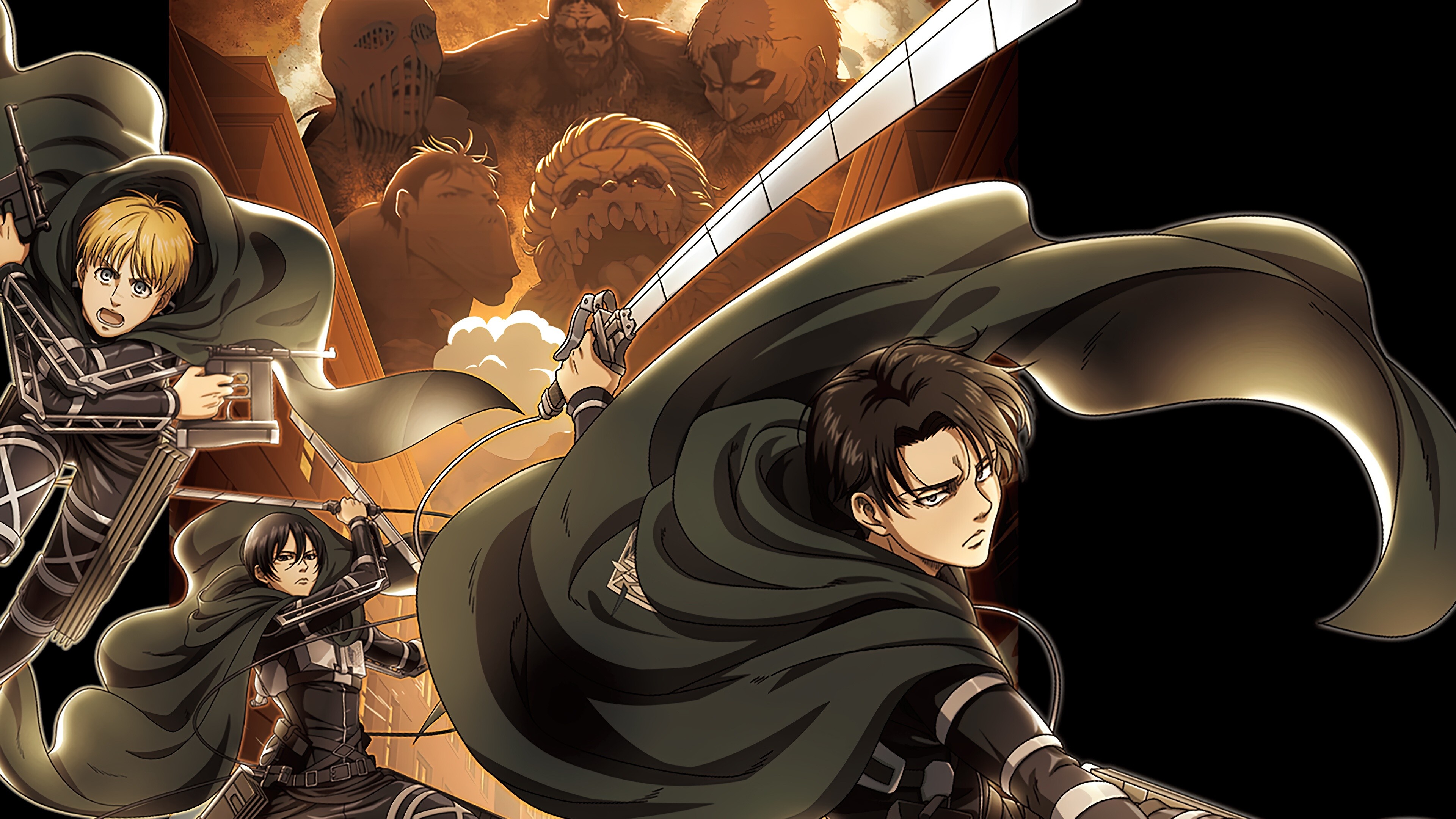 Attack on Titan: The Final Season: Levi Ackermann, the squad captain of the Special Operations Squad within the Scout Regiment. 3840x2160 4K Background.
