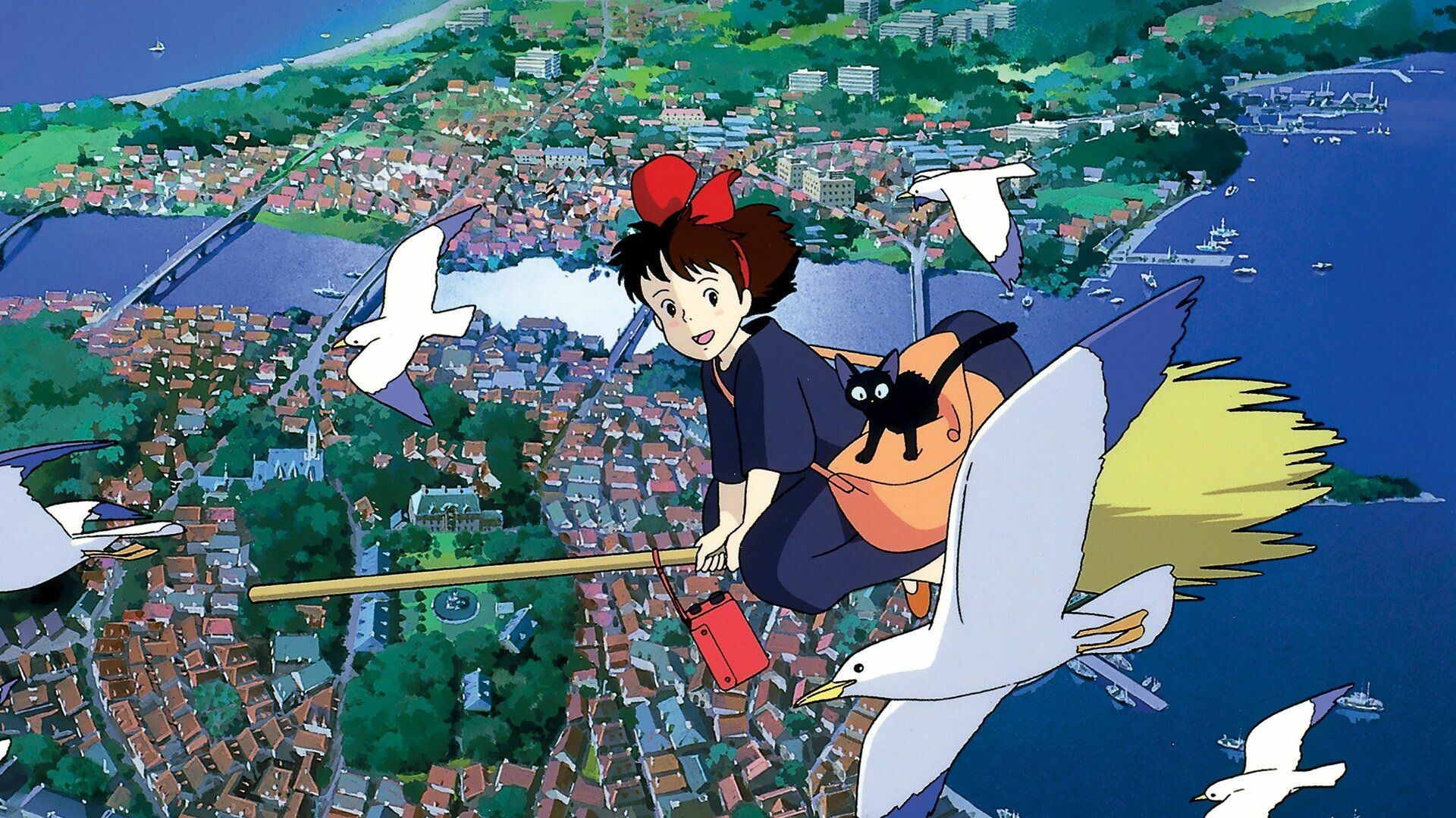 Kiki's Delivery Service: The film was 1989's highest-grossing film in Japan, Anime. 1920x1080 Full HD Background.