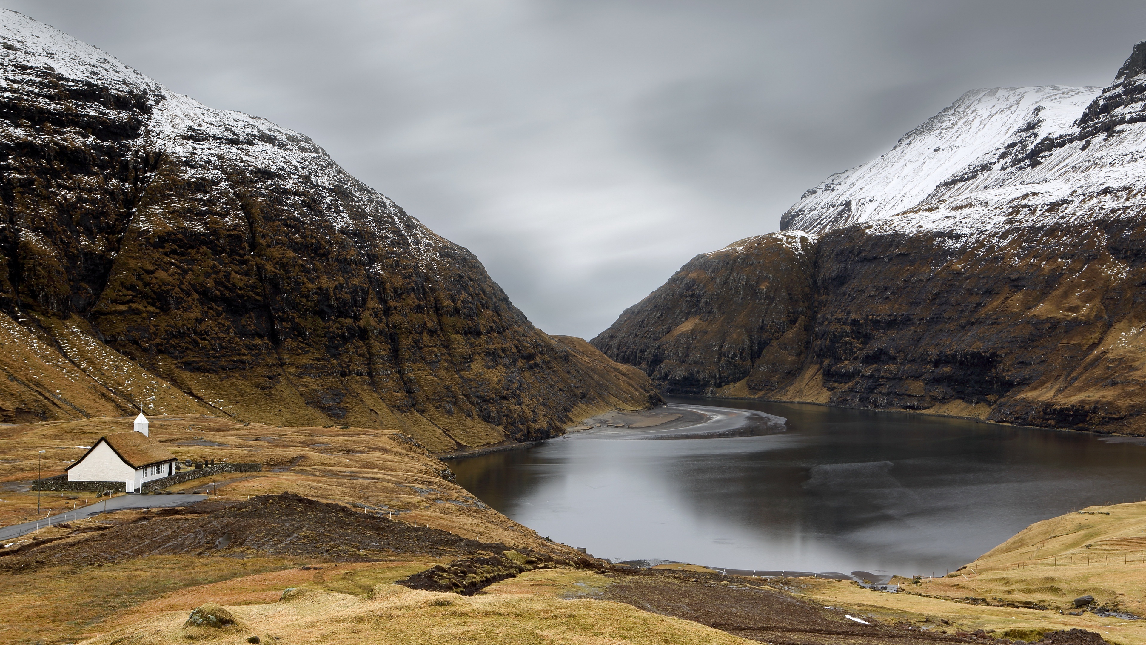 Faroe Islands, Saksunar Kirkja church, 4K ultra HD, Background image, 3840x2160 4K Desktop