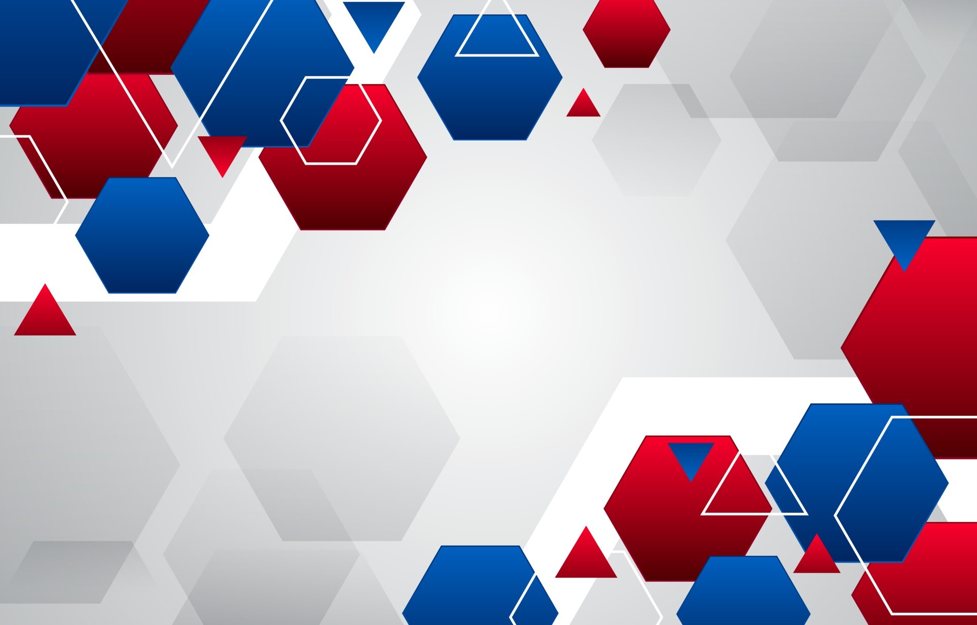 Geometric Abstract: Red, Blue, White, Hexagons, Triangles, Obtuse angles. 1920x1230 HD Wallpaper.