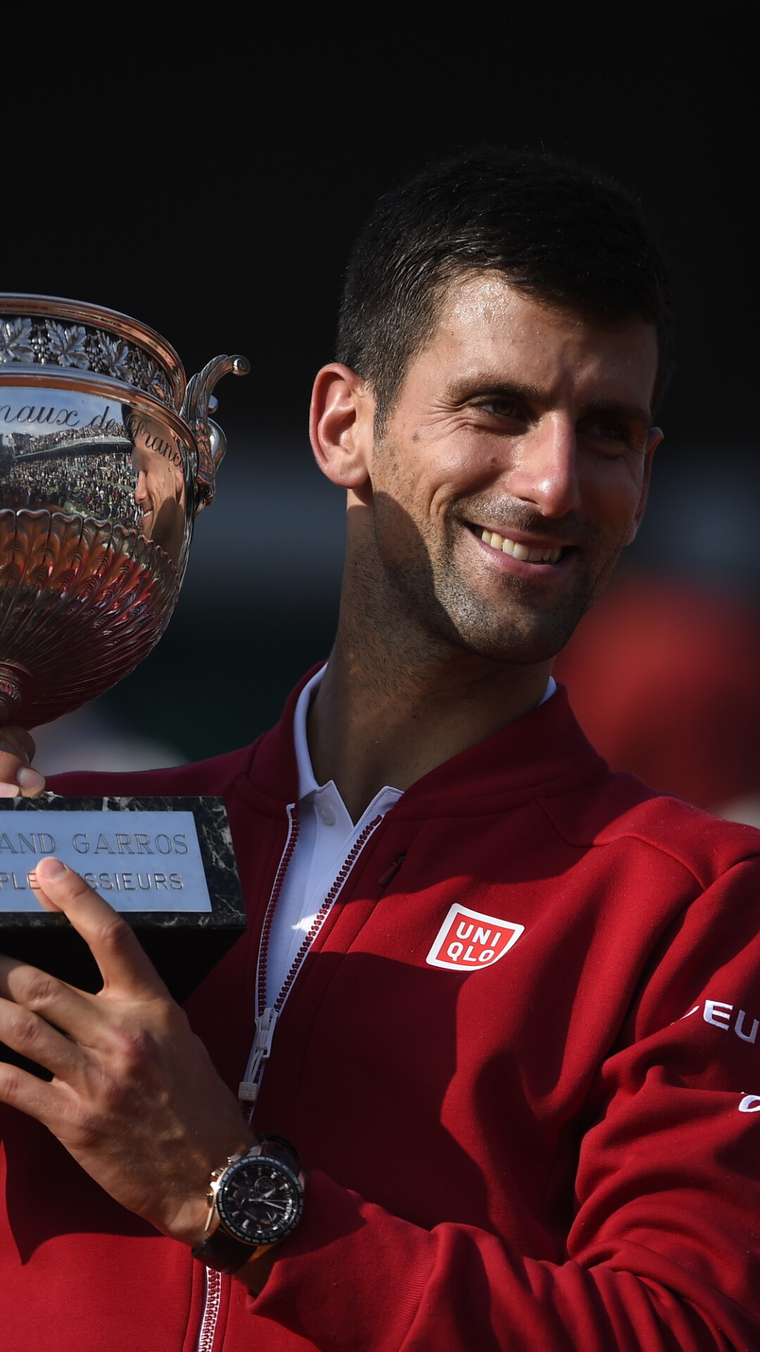 Novak Djokovic: Roland Garros Champion 2021, Trophy. 1080x1920 Full HD Wallpaper.