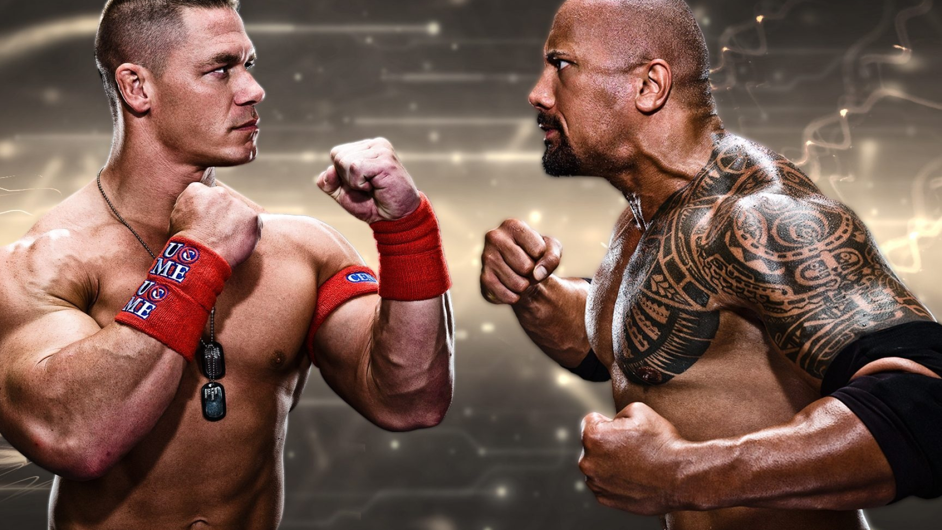 Wrestling: John Cena vs. The Rock, WrestleMania XXVIII, A professional WWE live event. 1920x1080 Full HD Background.
