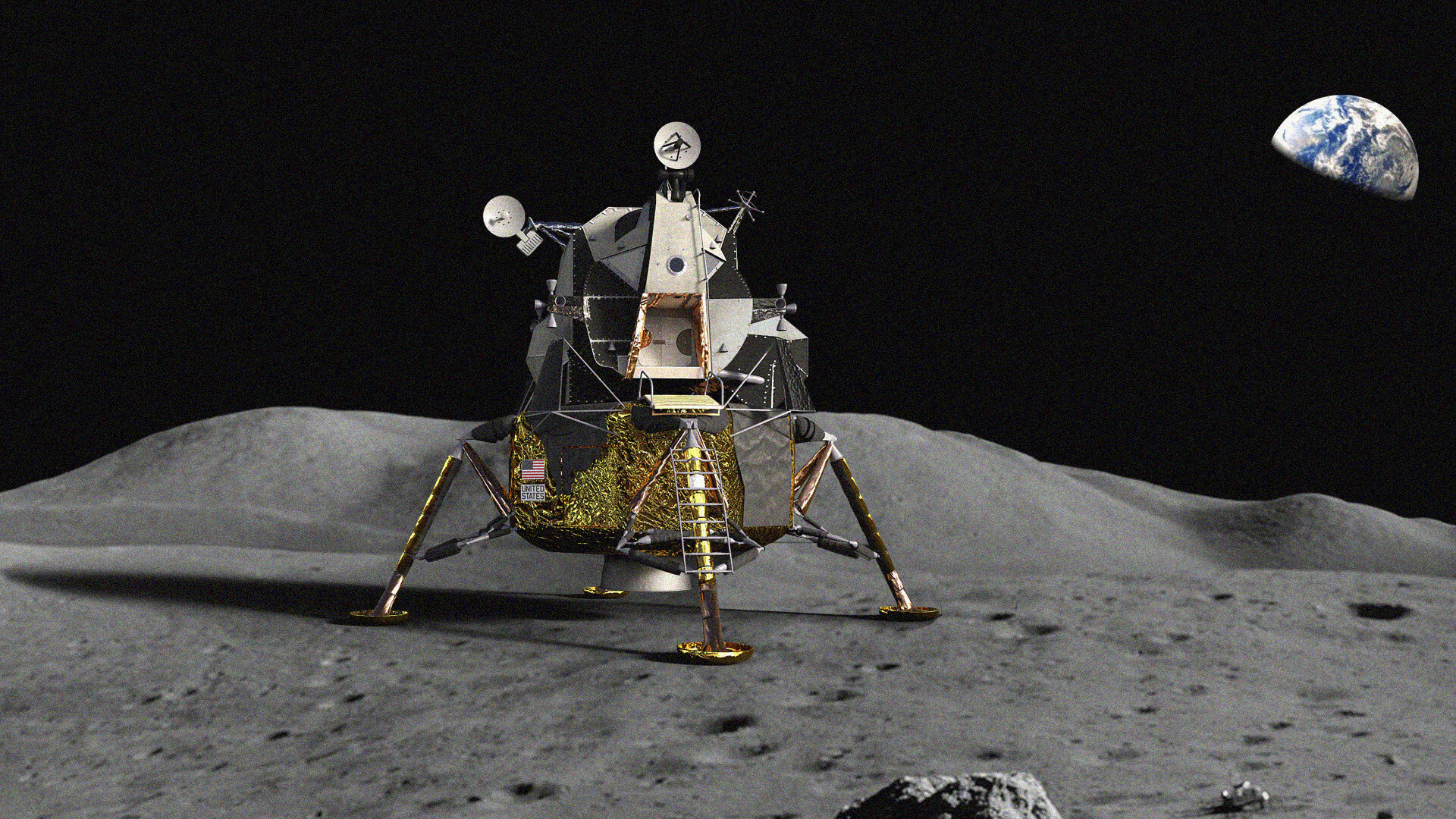 Apollo 11: Lunar Module, built by the Grumman Corporation in Bethpage, NY. 1920x1080 Full HD Wallpaper.