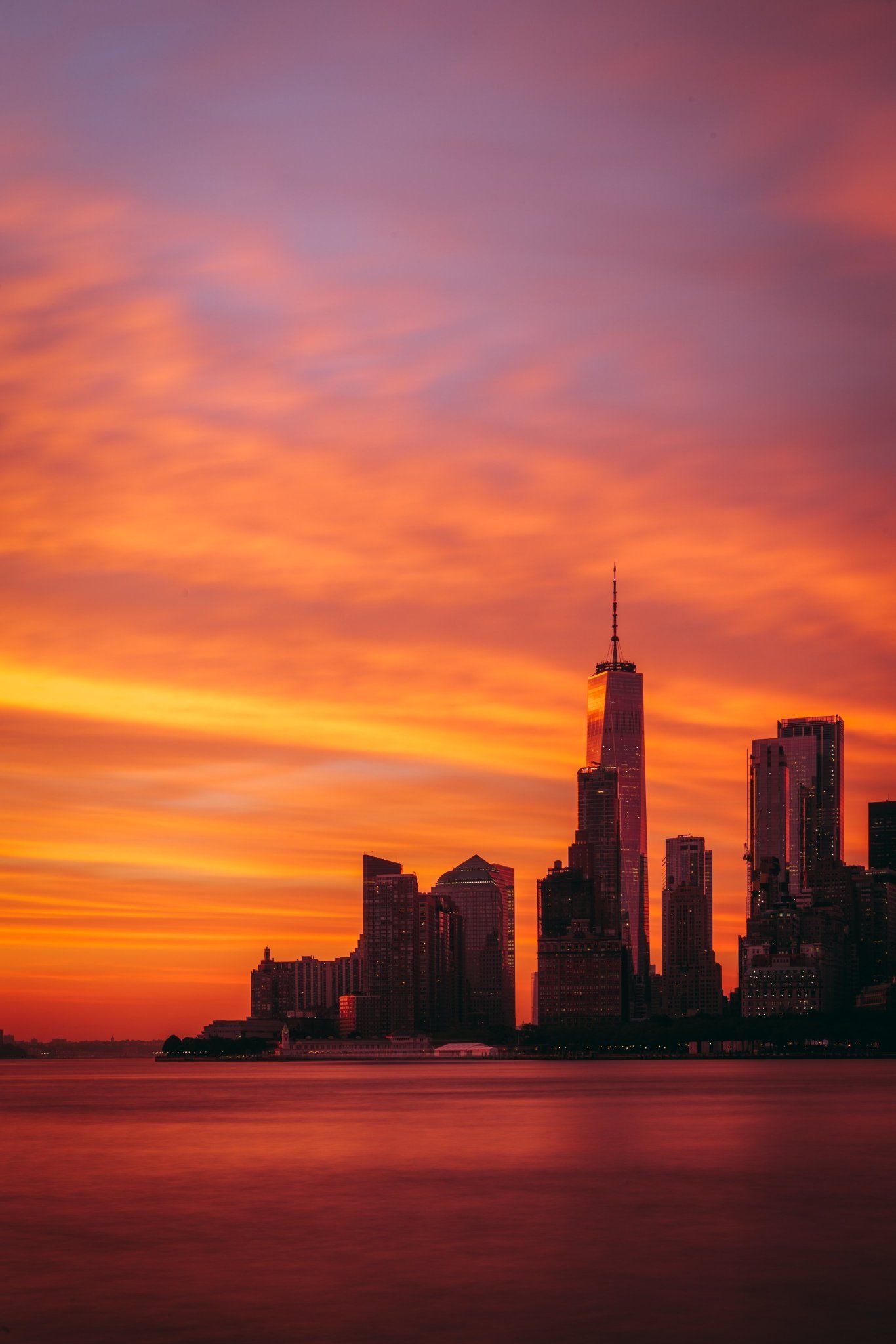 New York Sunset, Panoramic photography, City wallpaper, Sunset city, 1370x2050 HD Phone