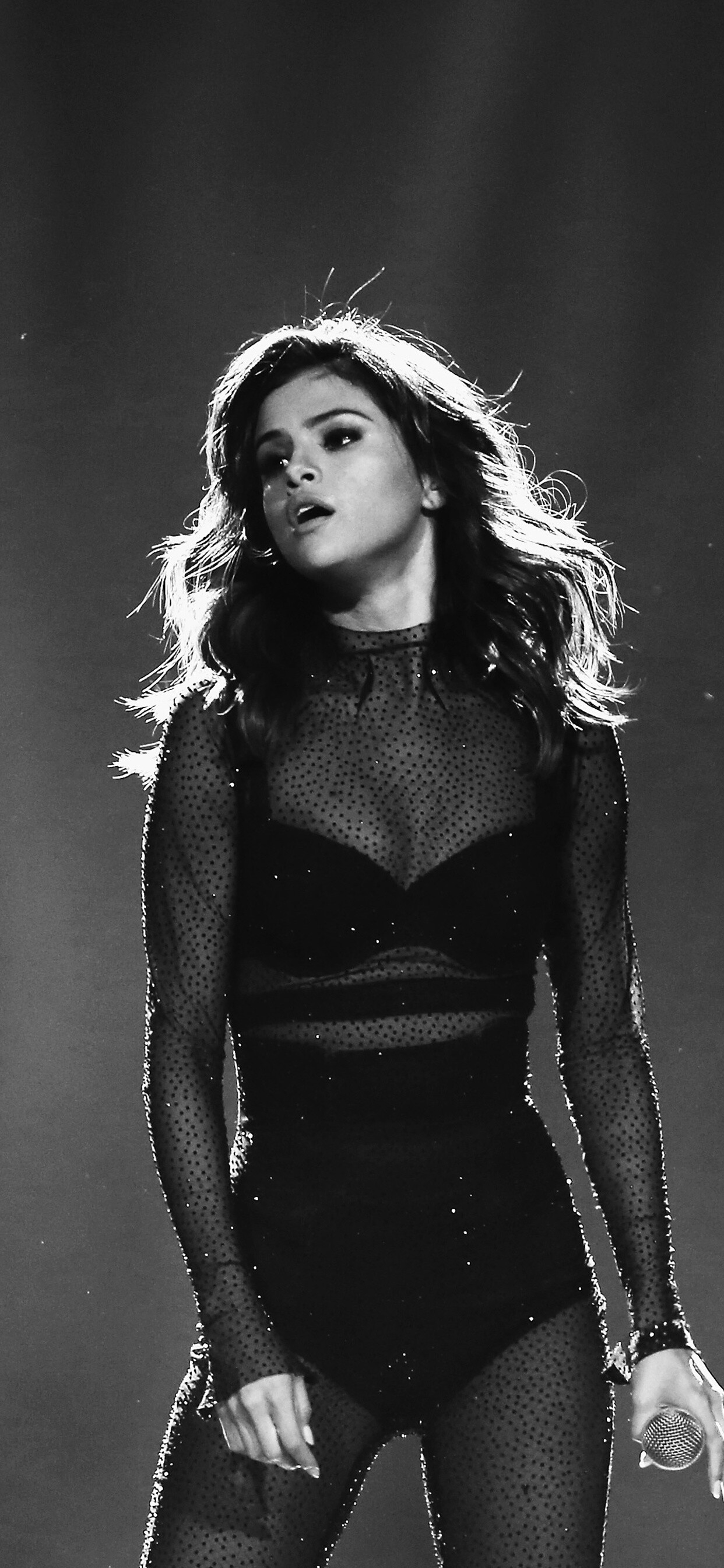 Selena Gomez: The most followed musician and actress on Instagram, Monochrome. 1250x2690 HD Background.