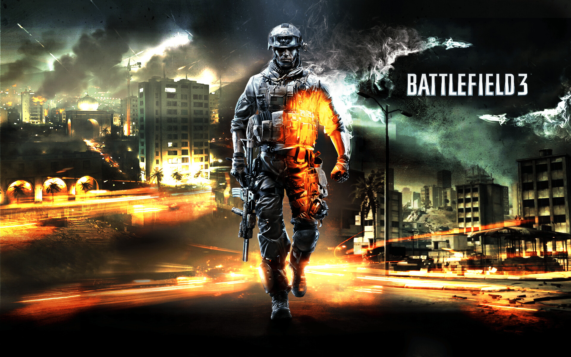Battlefield 3: Includes both single player and co-operative campaigns and features multiplayer gameplay. 1920x1200 HD Background.