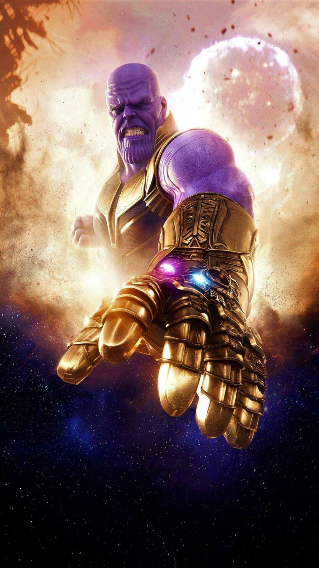 Marvel Villain: Thanos, A fictional character portrayed primarily by Josh Brolin, Avengers. 1080x1920 Full HD Wallpaper.