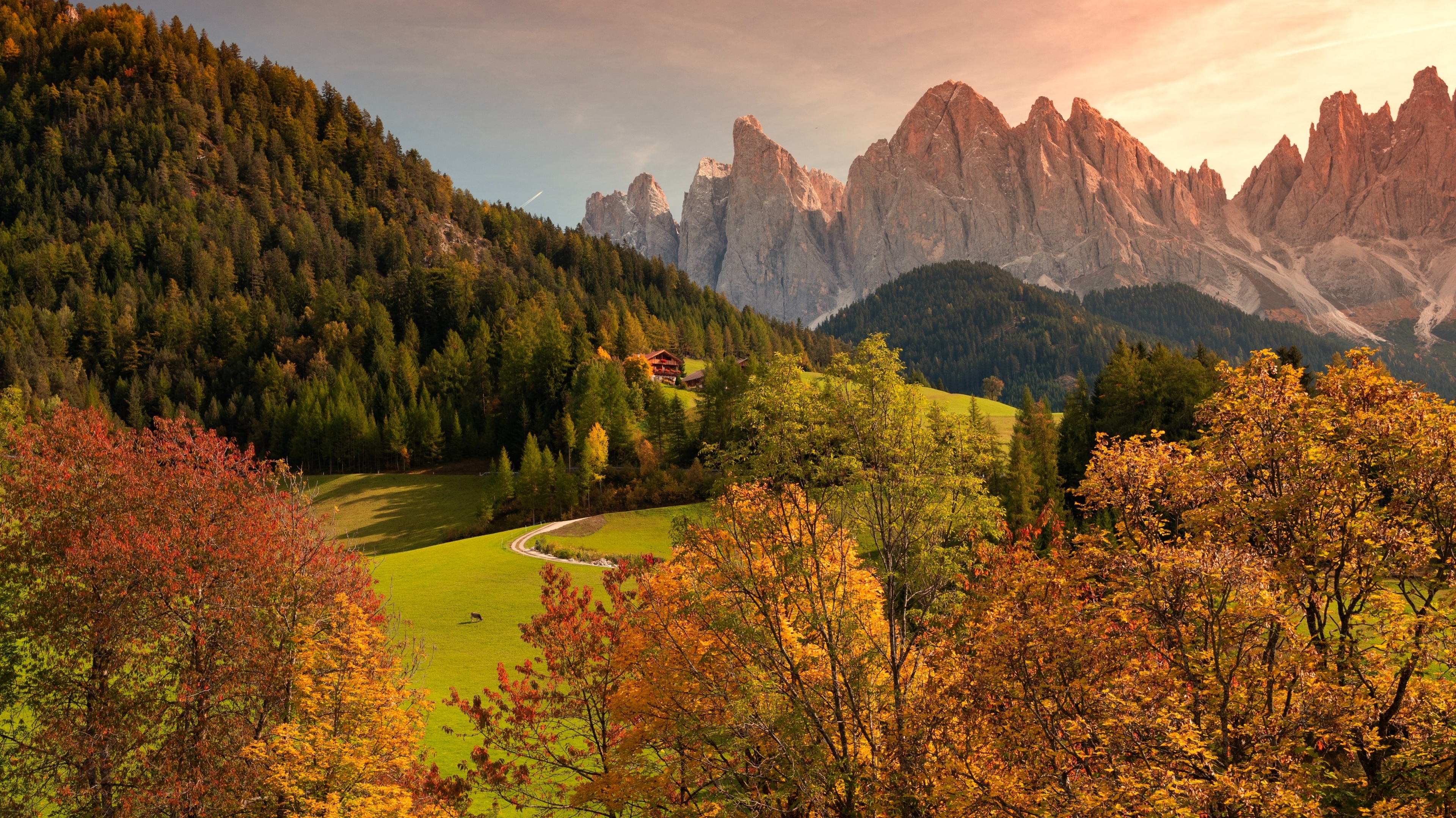 Landscape: Val di Funes, A storybook valley in the heart of South Tyrol, The Dolomites. 3840x2160 4K Wallpaper.