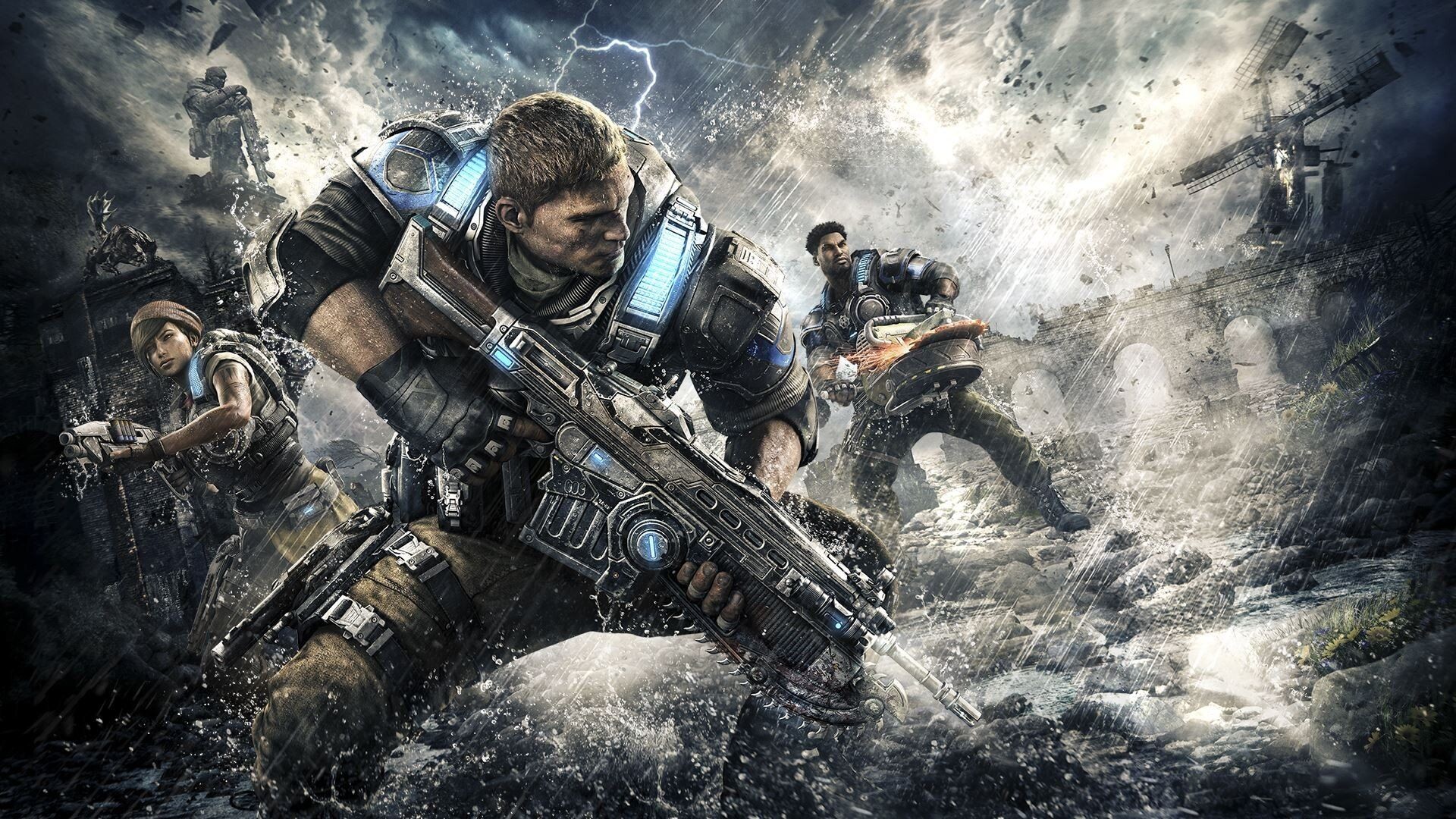 Gears 4 wallpapers, Epic gaming backgrounds, Action-packed battles, Immersive experience, 1920x1080 Full HD Desktop