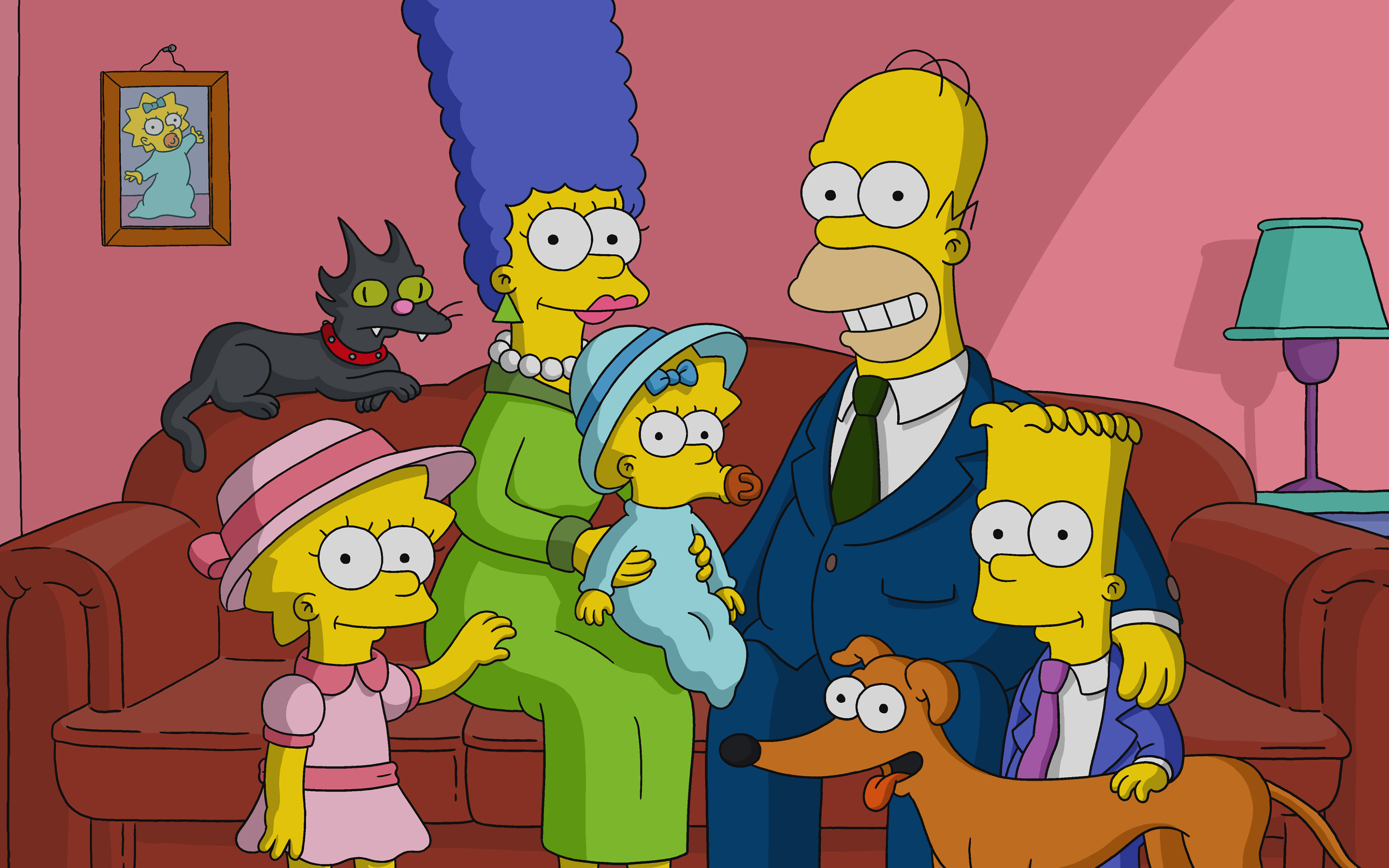 The Simpsons: TV show, The family consists of Homer, Marge, Bart, Lisa, and Maggie. 3360x2100 HD Wallpaper.