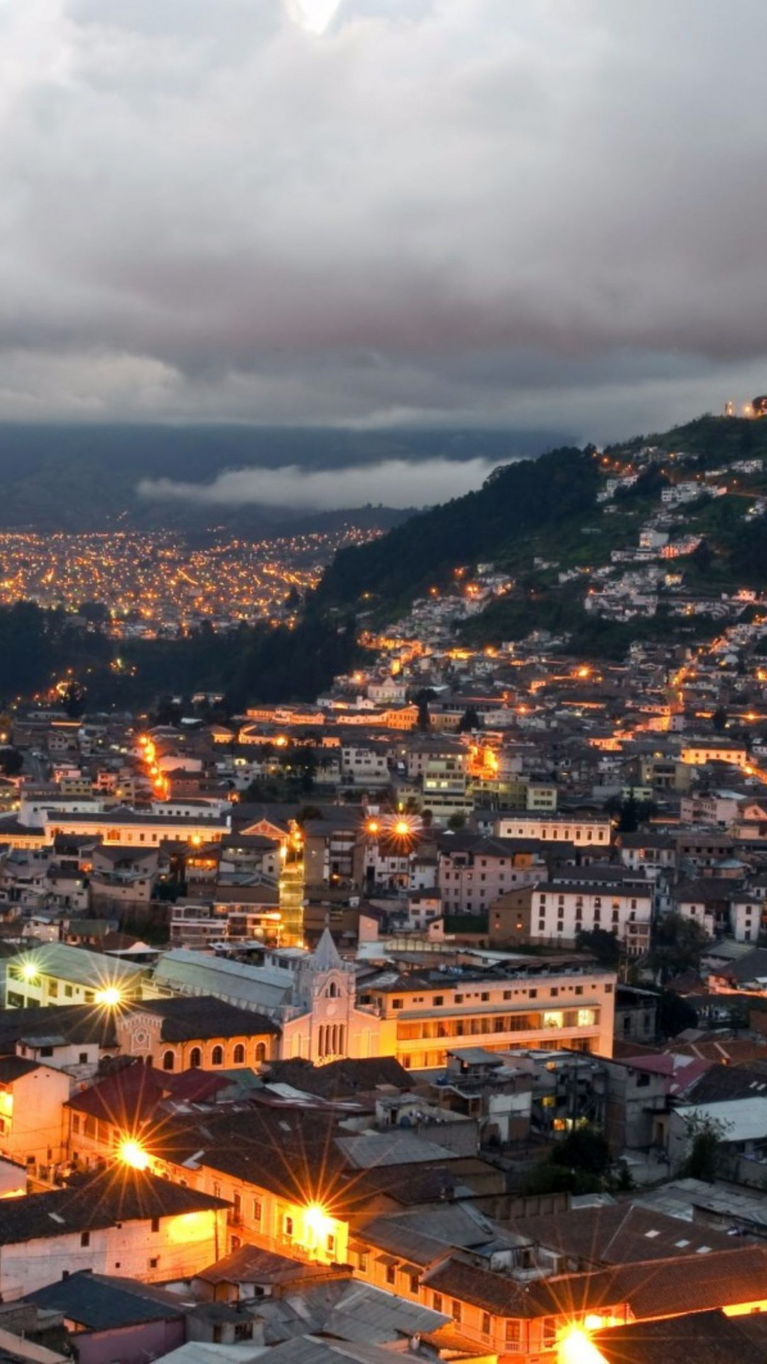 Ecuador: Quito, Cityview, Viewpoint, The capital of the province of Pichincha. 1080x1920 Full HD Background.