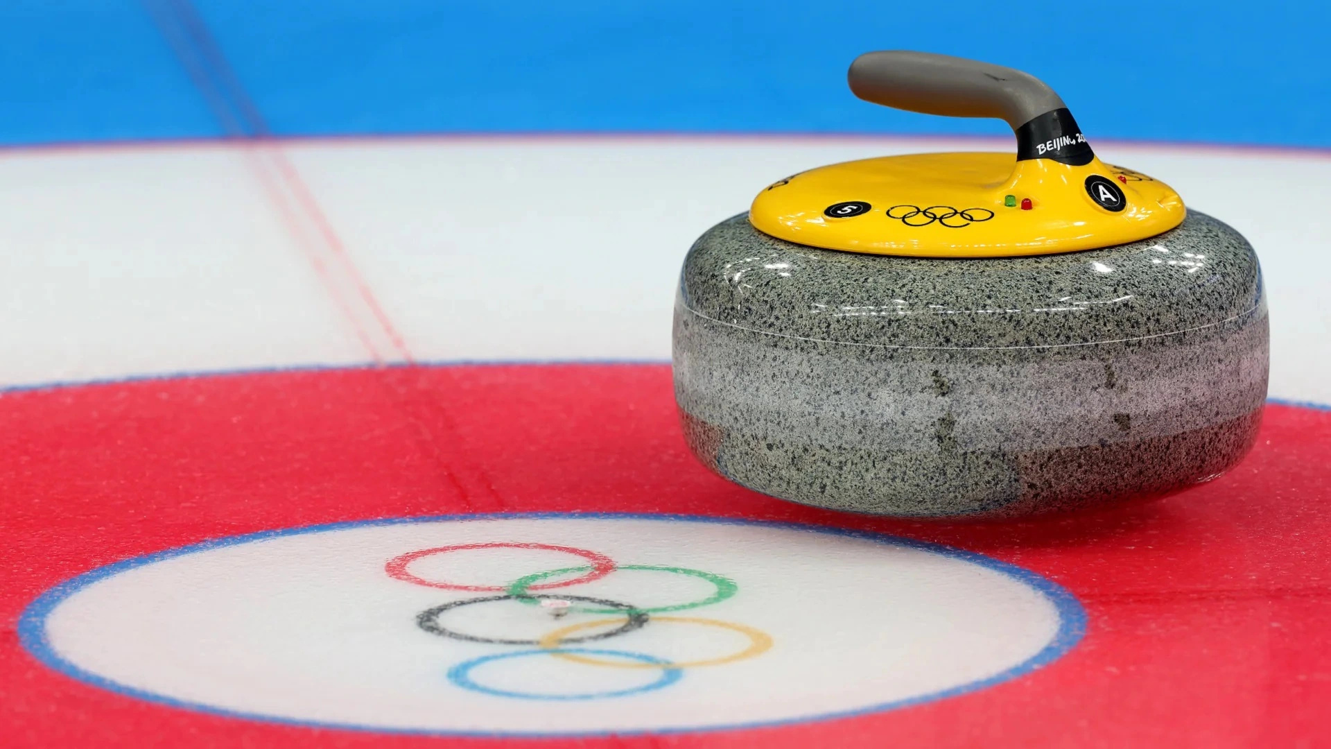 Curling: Official Olympic granite stone exclusively manufactured by Kays of Scotland. 1920x1080 Full HD Background.