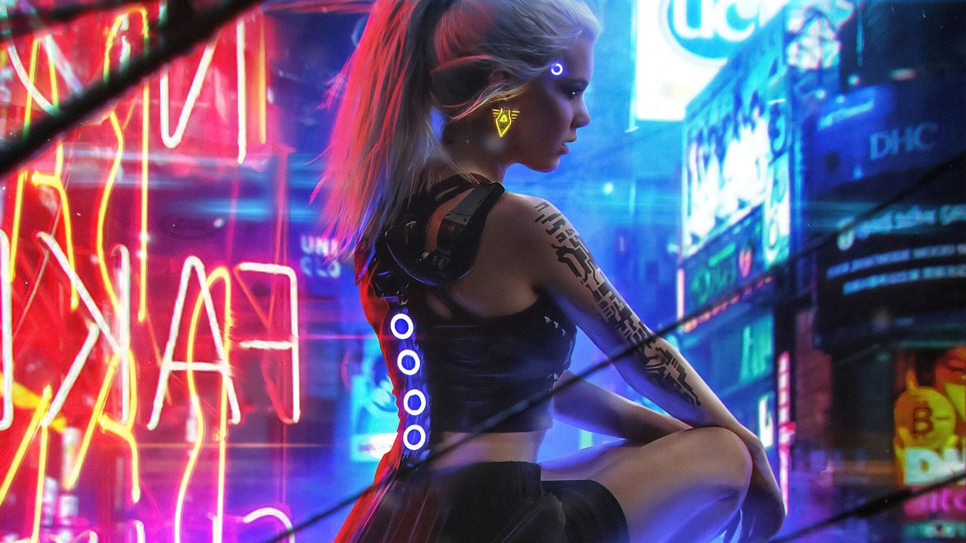 Cyberpunk 2077: The dystopian science fiction game, CD Projekt Red. 1920x1080 Full HD Background.