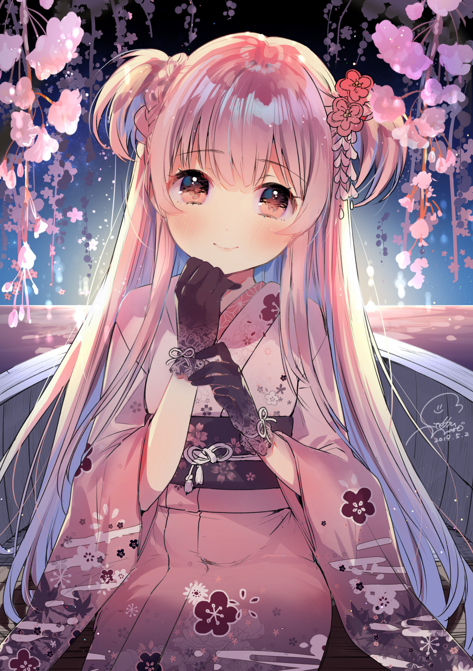 Anime girl, Cherry blossom season, 5K resolution, Captivating anime art, 1600x2270 HD Phone