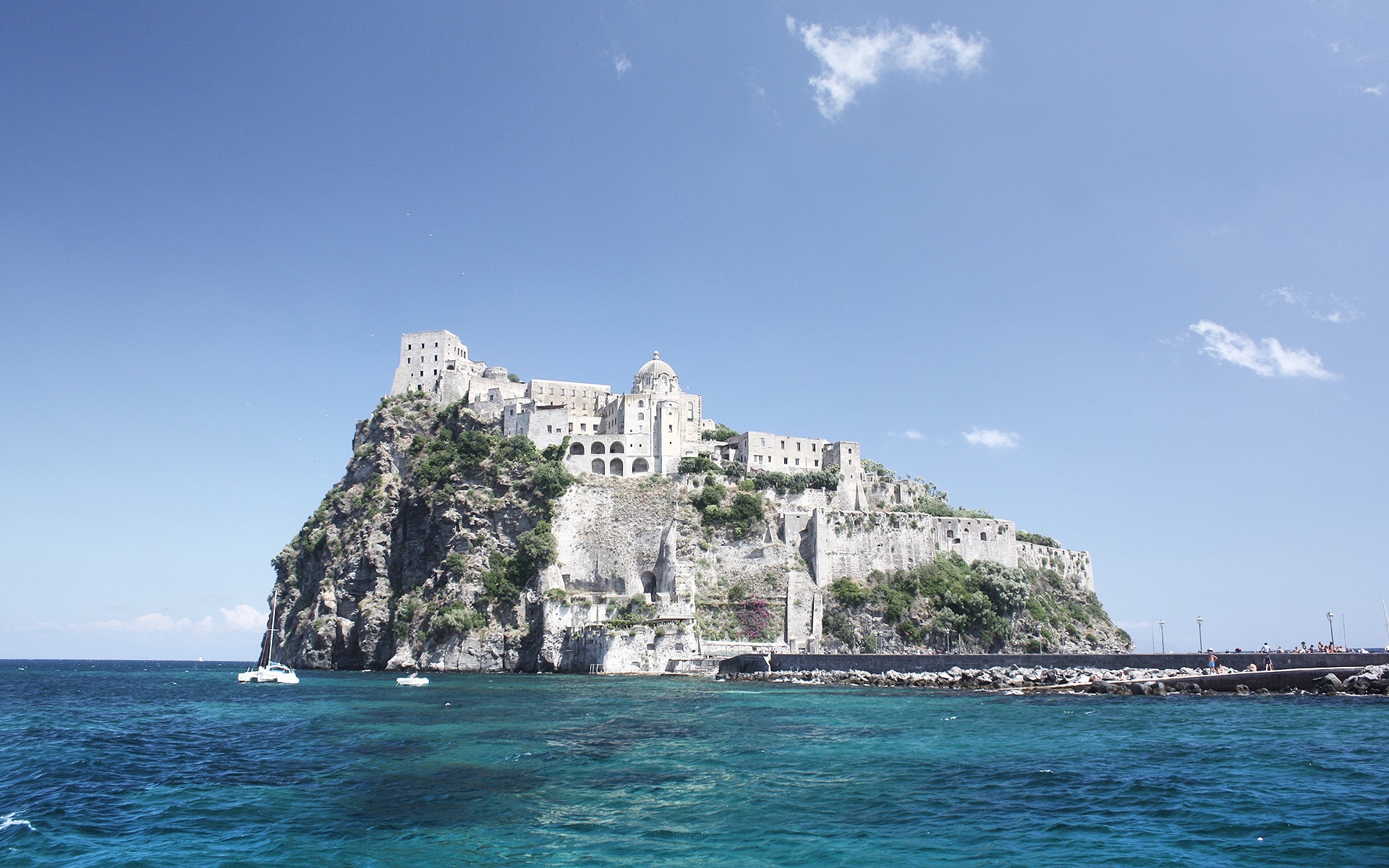 Aragonese Castle, Ancient Fortress, Landmark, Volcanic Island, 1920x1200 HD Desktop