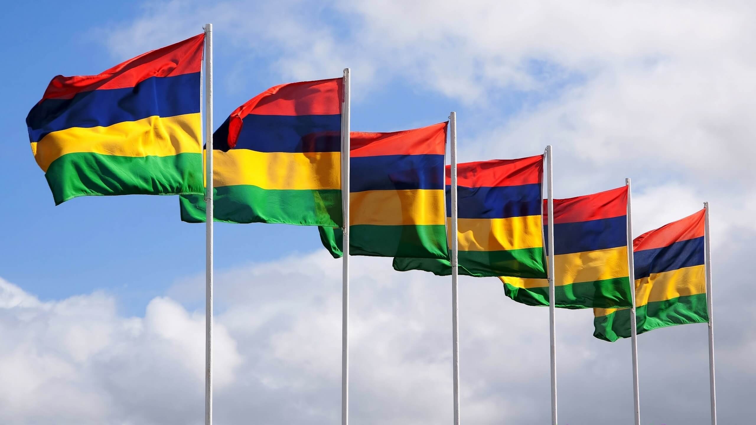 Flag: The Four Bands, Republic of Mauritius. 2560x1440 HD Background.
