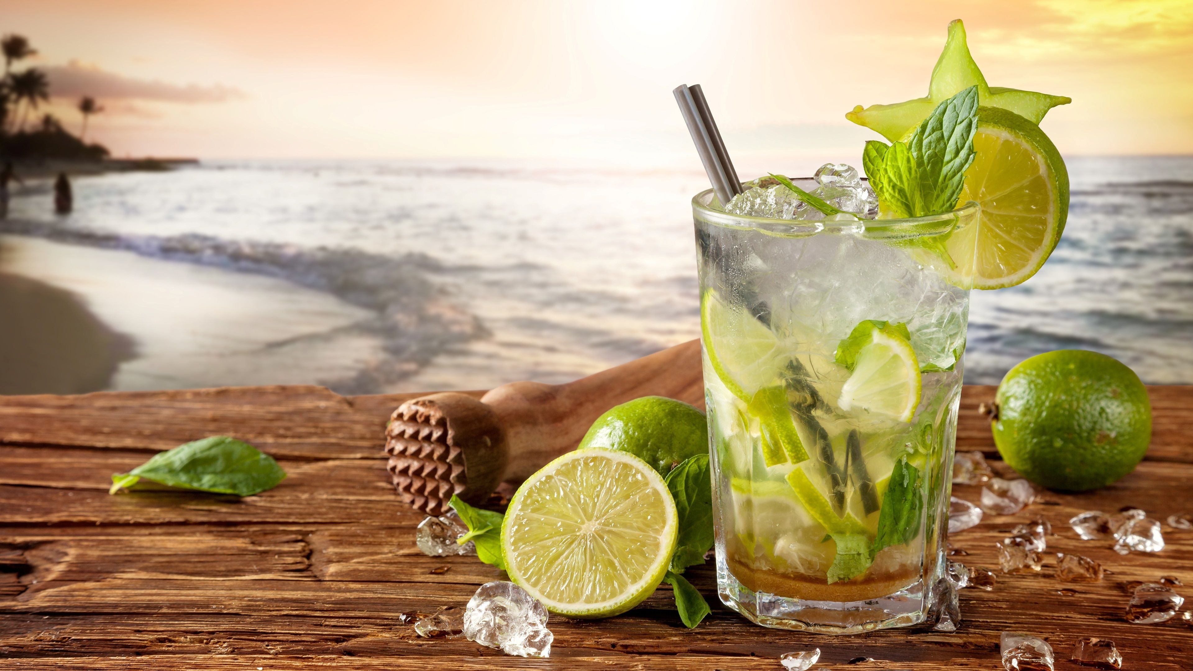Lemonade: Mojito, A sweetened lime and mint-flavored Juice. 3840x2160 4K Background.