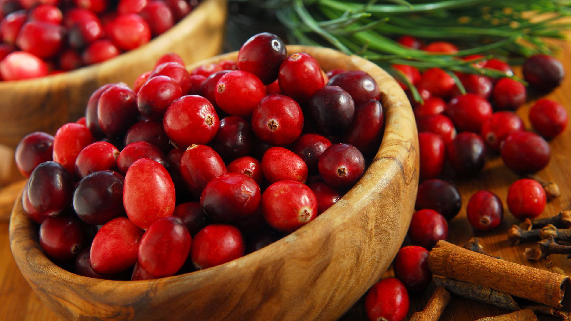 Bowl of ripe cranberries, Berry abundance, Cinnamon touch, Vibrant visuals, 1920x1080 Full HD Desktop