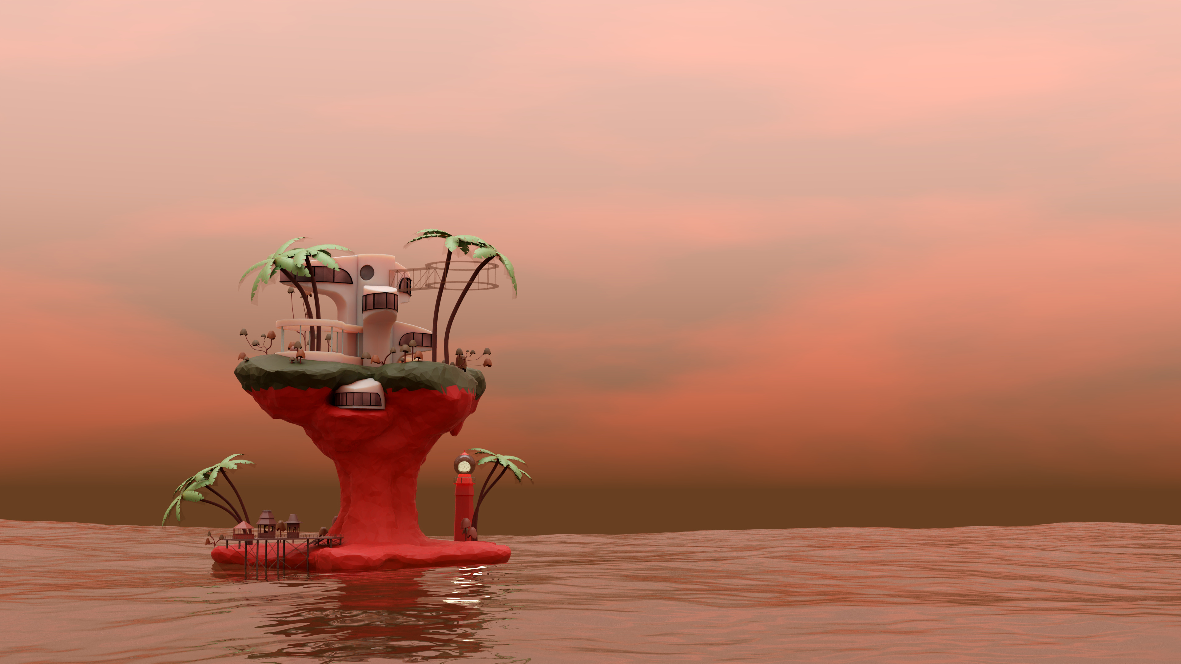 Gorillaz, Plastic Beach renders, 3D modeling, Imagination brought to life, 3840x2160 4K Desktop