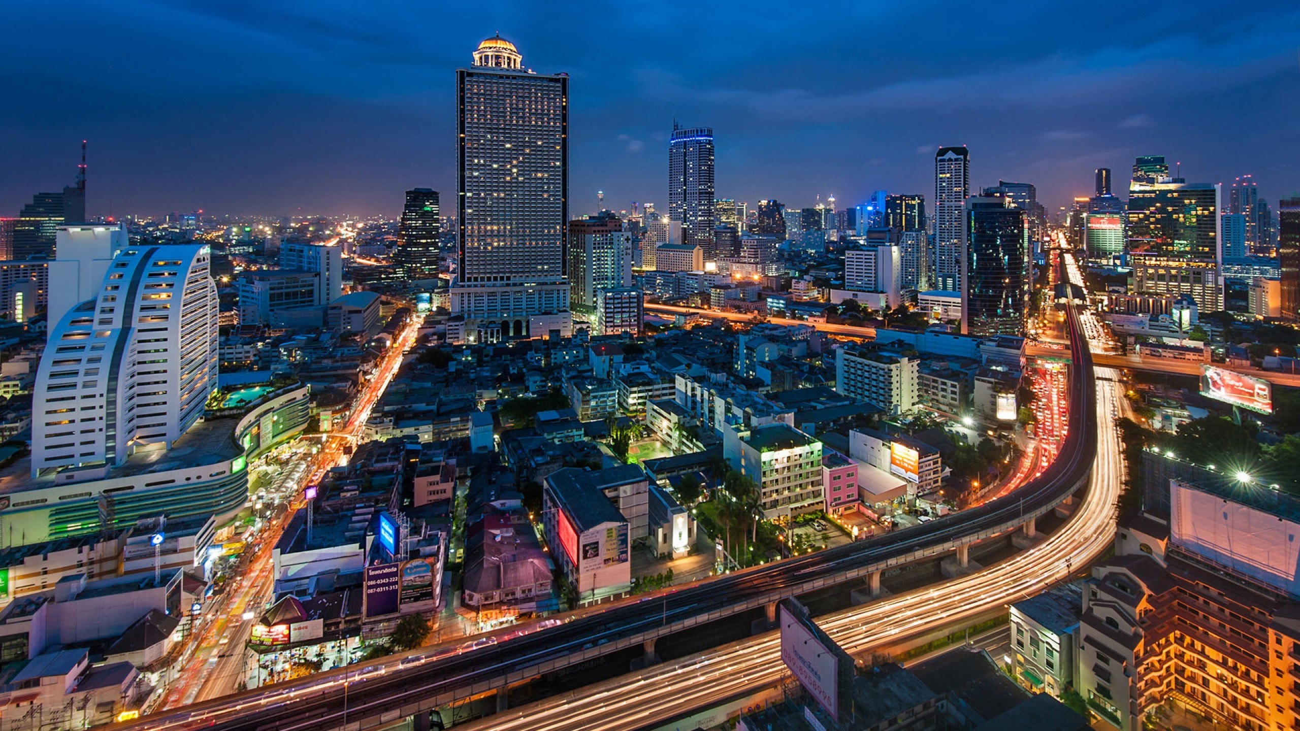 Bangkok skyline, Wallpaper, Background image, Thailand, 2560x1440 HD Desktop