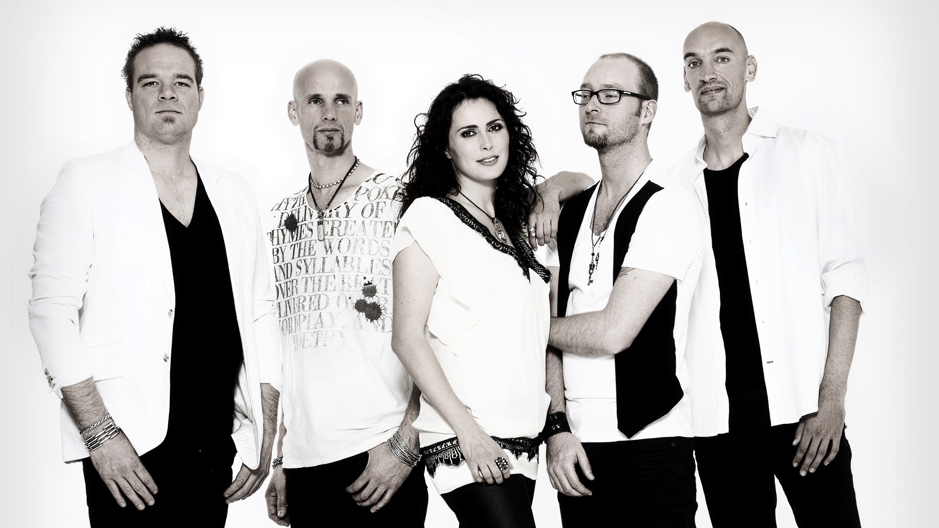 Within Temptation: The band originating from Waddinxveen, Netherlands, Black and white. 1920x1080 Full HD Wallpaper.