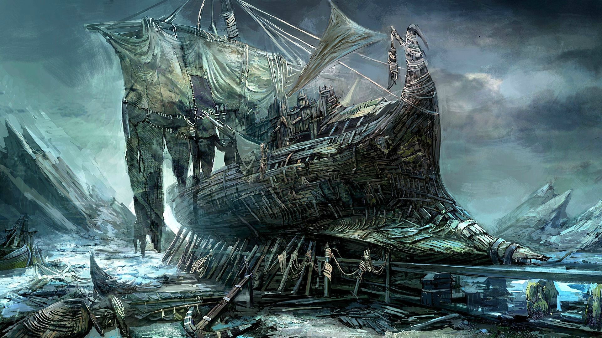 Ghost Ship: The legend that is embodied in both folklore and real life stories. 1920x1080 Full HD Wallpaper.
