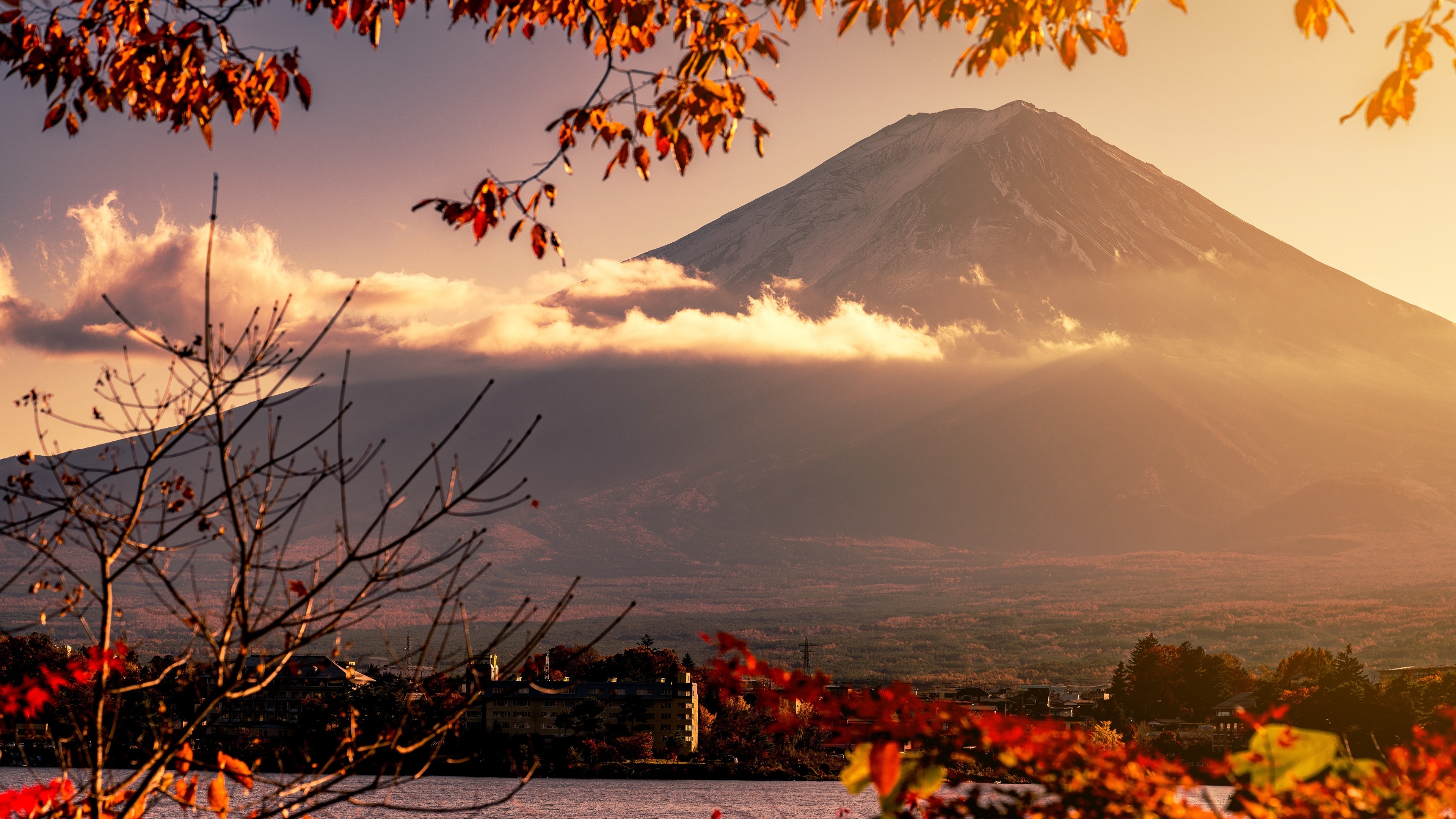 Mount Fuji volcano, Morning beauty, Majestic landscapes, Captivating HD wallpaper, 3840x2160 4K Desktop