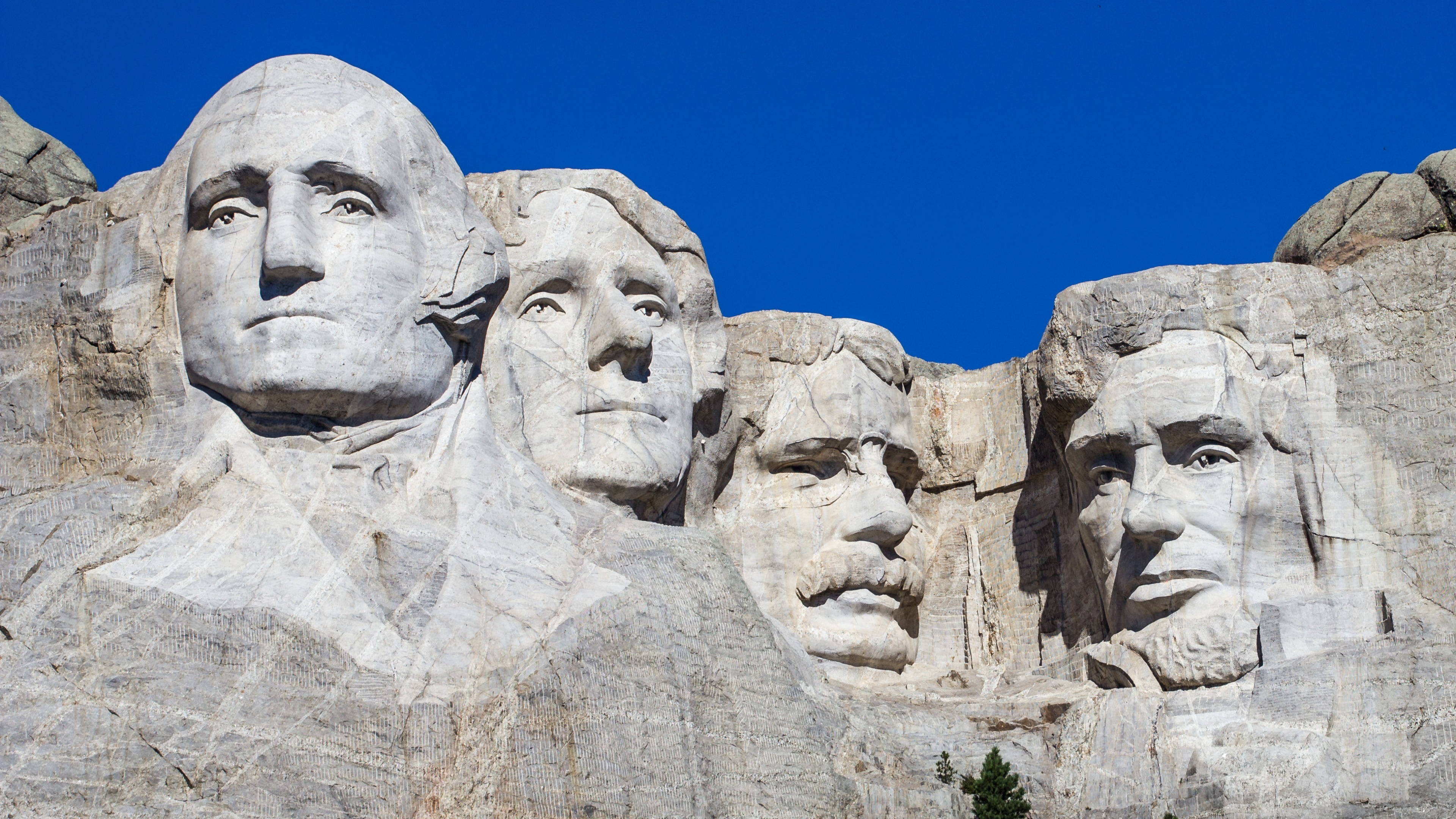 4K wallpaper, Presidents in stone, South Dakota beauty, Blue sky backdrop, 3840x2160 4K Desktop
