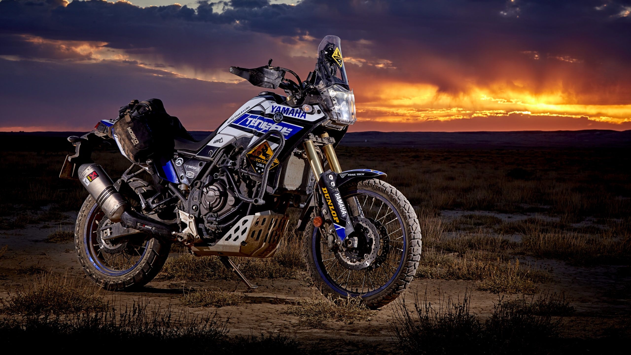 Yamaha Tenere 700, Adventure bike, Colorado sunset, Graphic kit, 2560x1440 HD Desktop