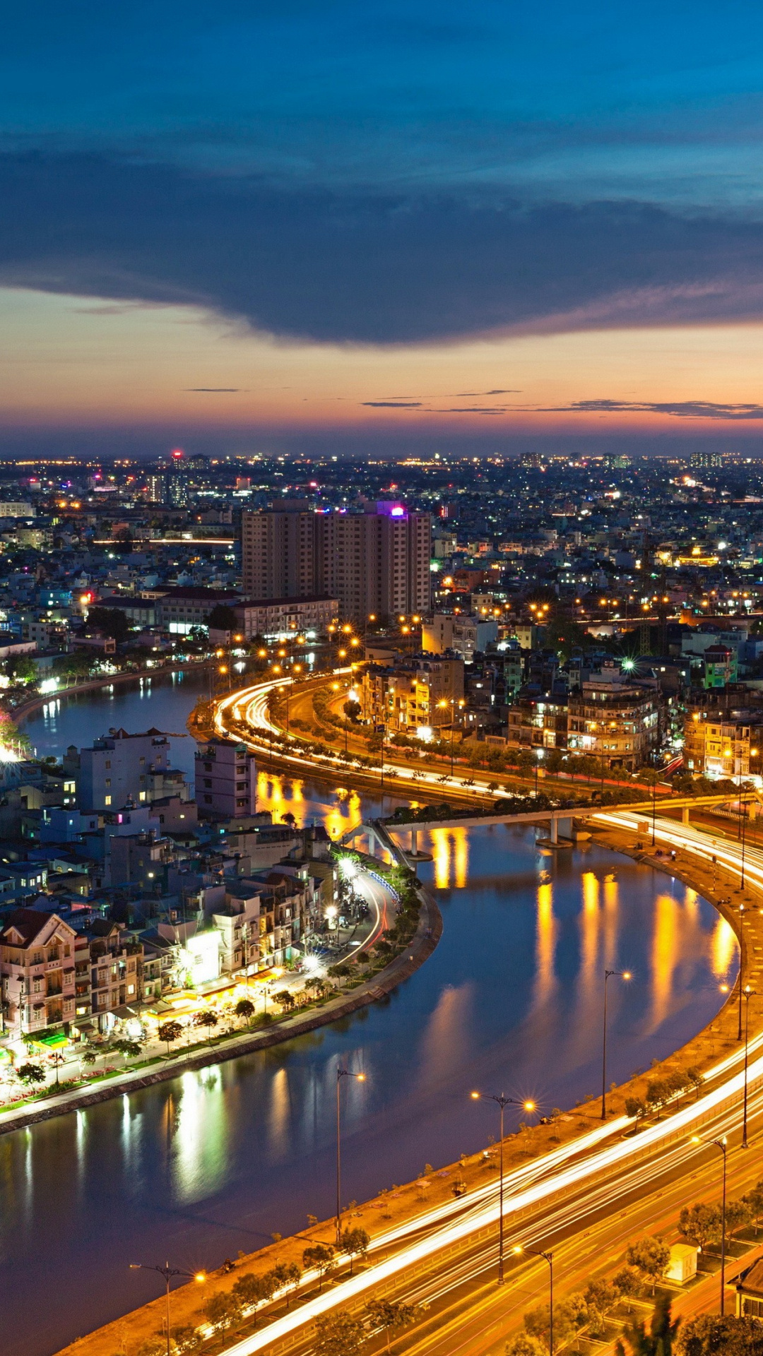 Ho Chi Minh City, By night HD wallpaper, 3695x2230 resolution, Desktop, Mobile, 1080x1920 Full HD Phone