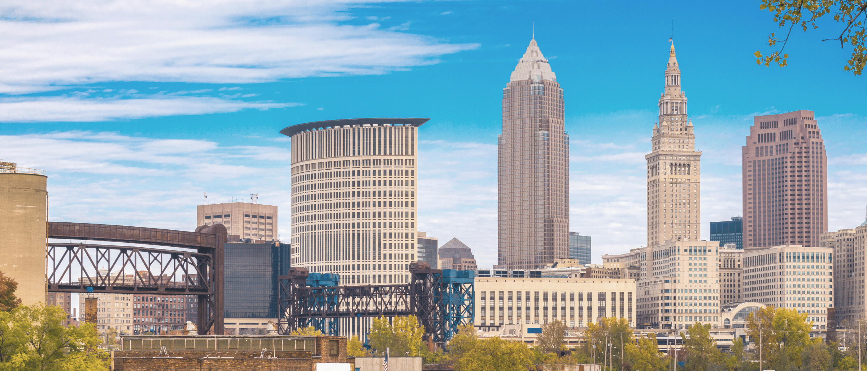 Cleveland skyline, Community police commission, Contributing to the city, Cleveland pride, 2800x1200 Dual Screen Desktop