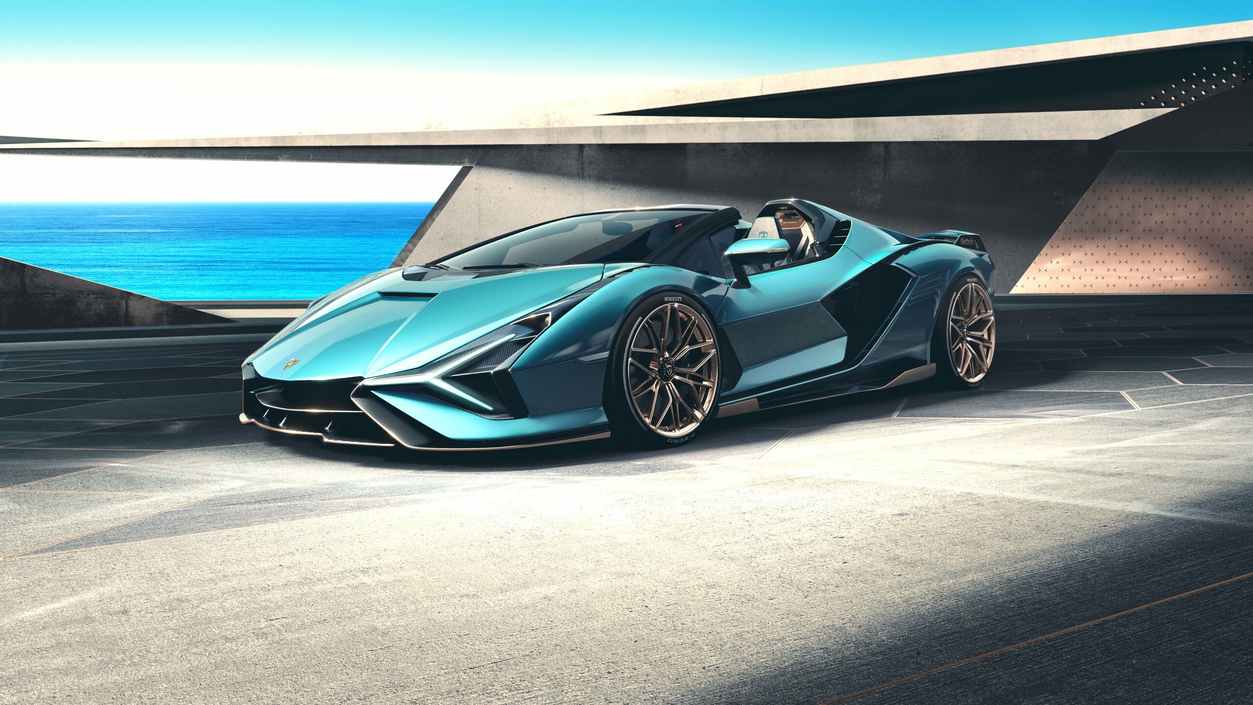 Lamborghini: 2021 Sian Roadster, Italian sports car, Motor vehicle. 2560x1440 HD Wallpaper.