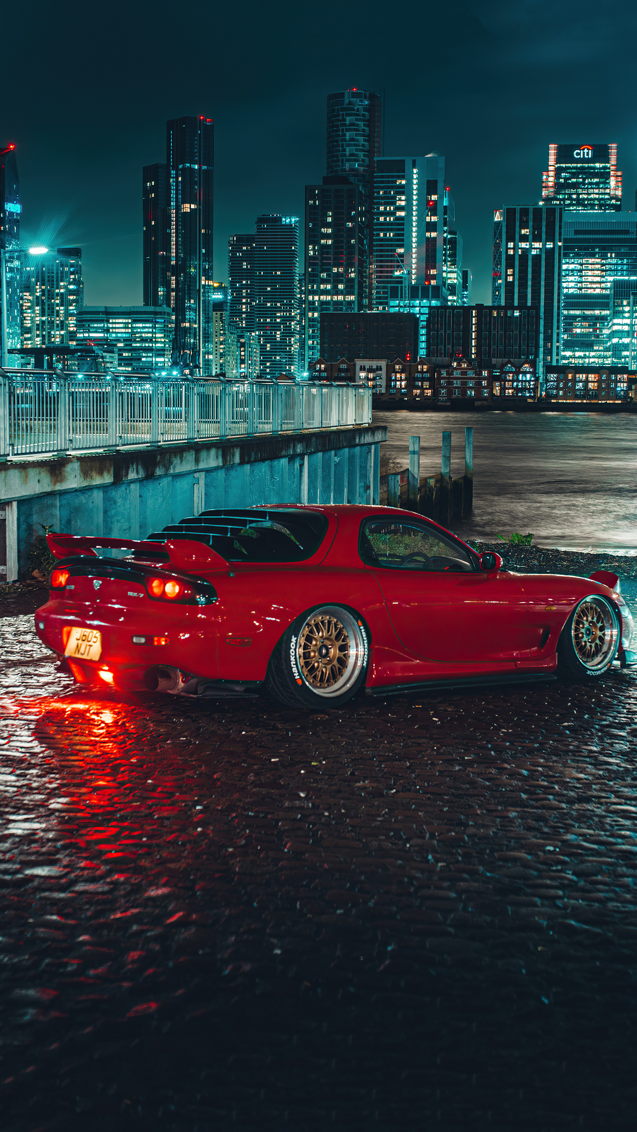 Mazda RX 7, Red beauty on streets, Sony Xperia wallpapers, 2160x3840 4K Phone