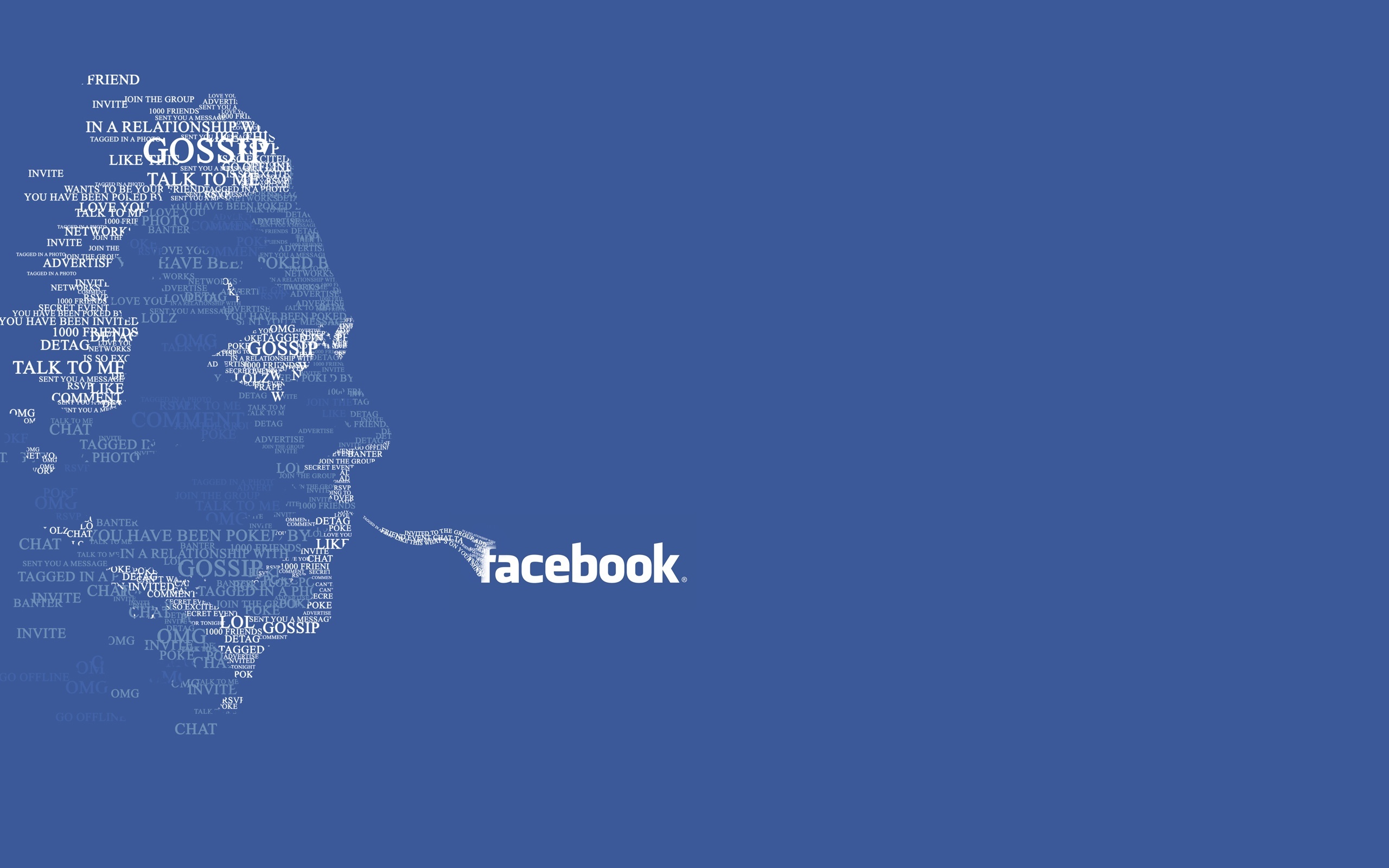 Facebook: Service went public on May 18, 2012, with a peak market capitalization of over $104 billion. 2560x1600 HD Wallpaper.